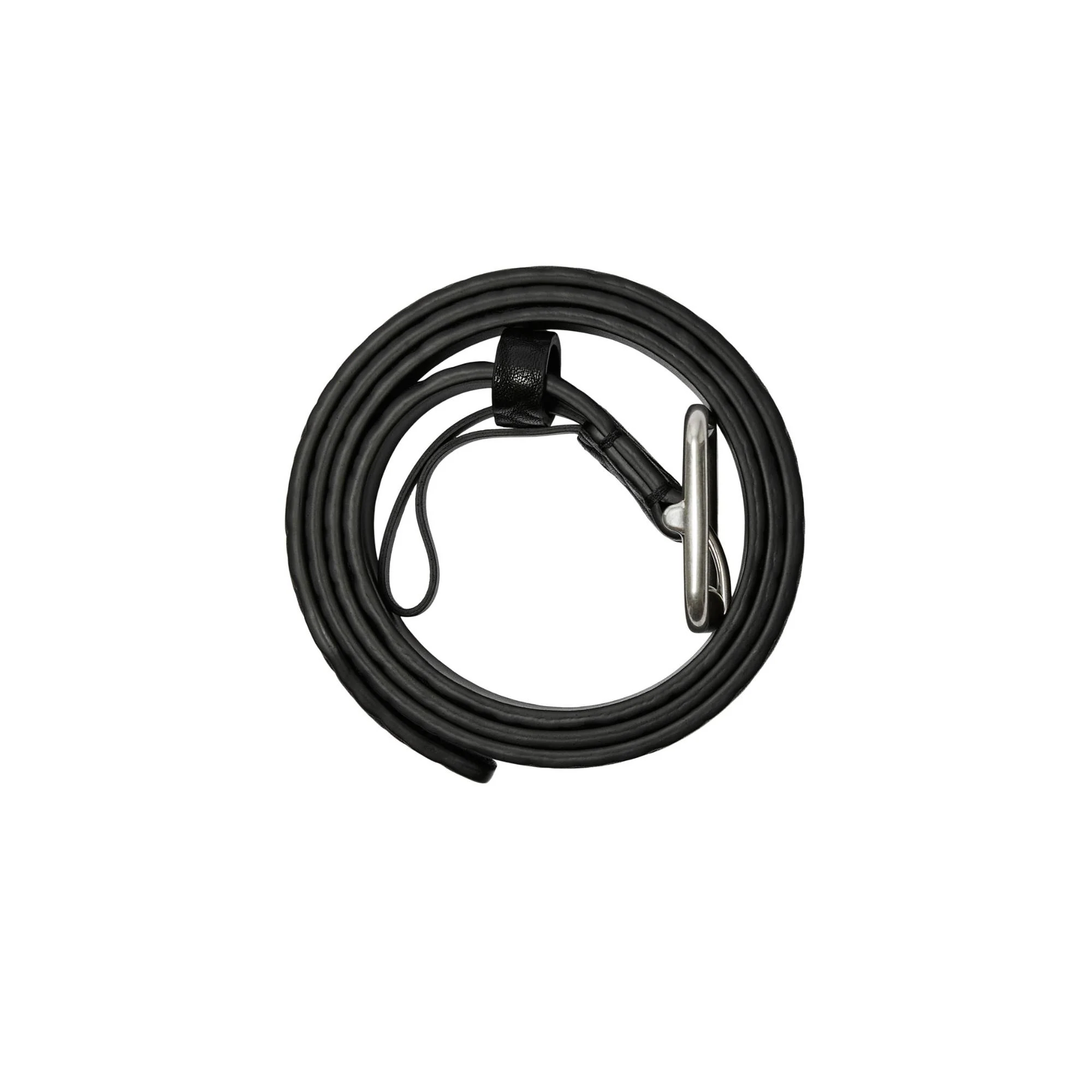 Leather B Buckle Belt - Black/Silver - Image 2