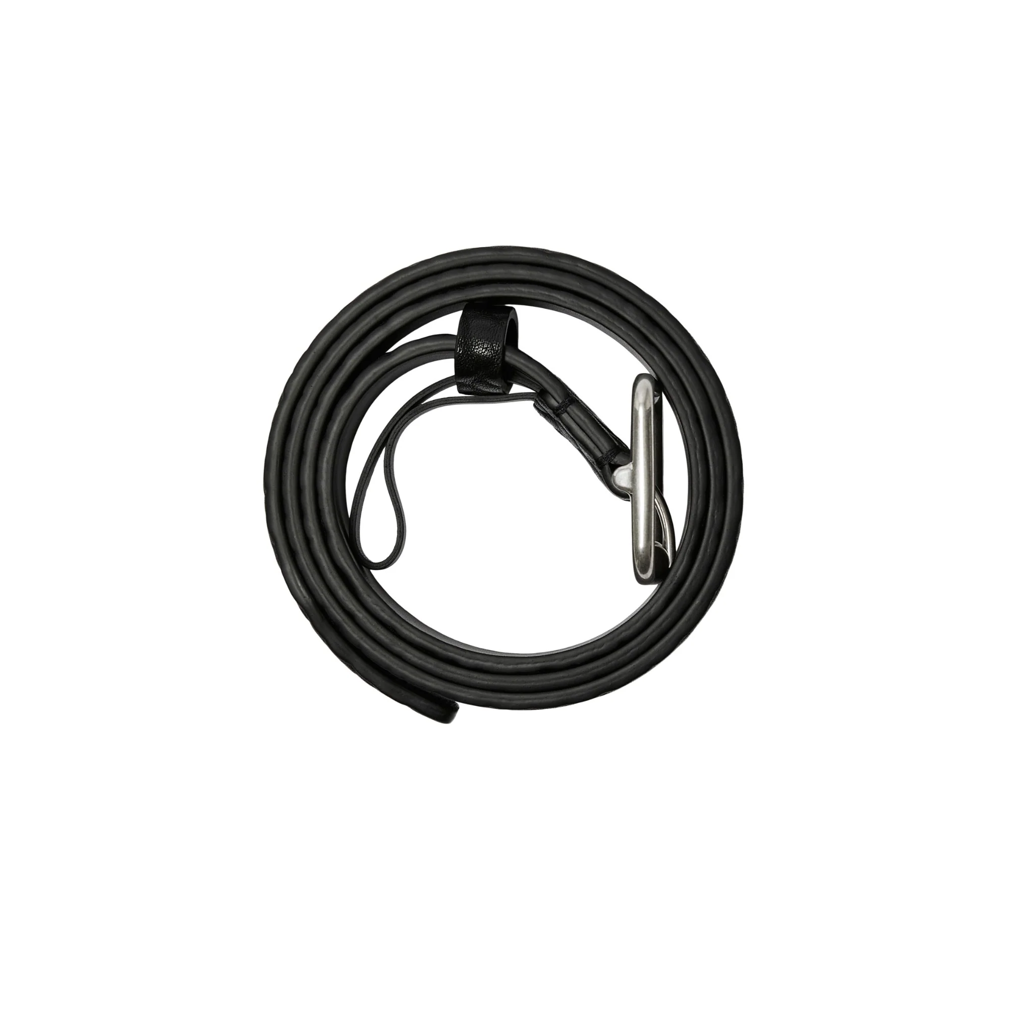 Leather B Buckle Belt - Black/Silver - Image 2