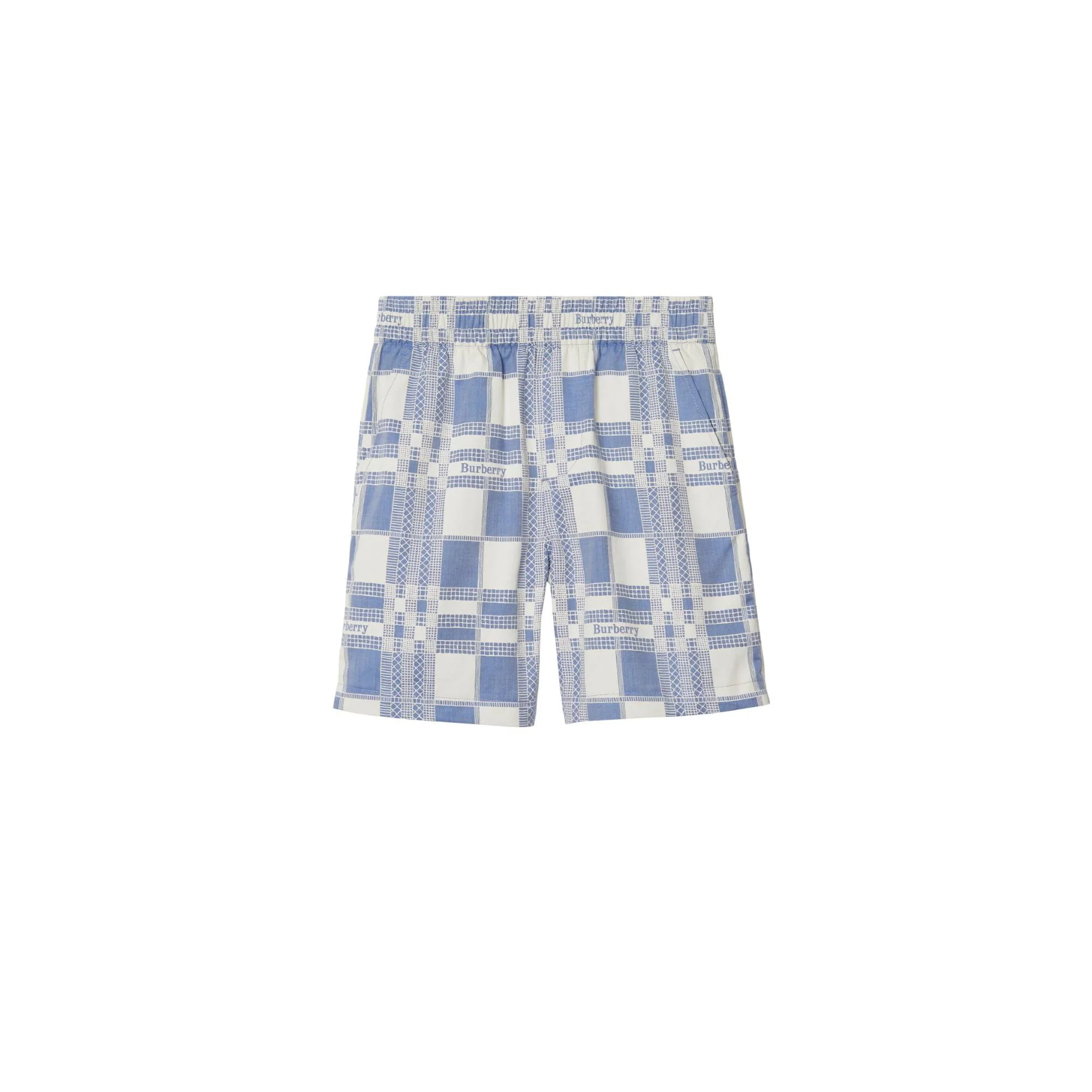 Check Cotton Shorts - Pale Blue IP Pattern