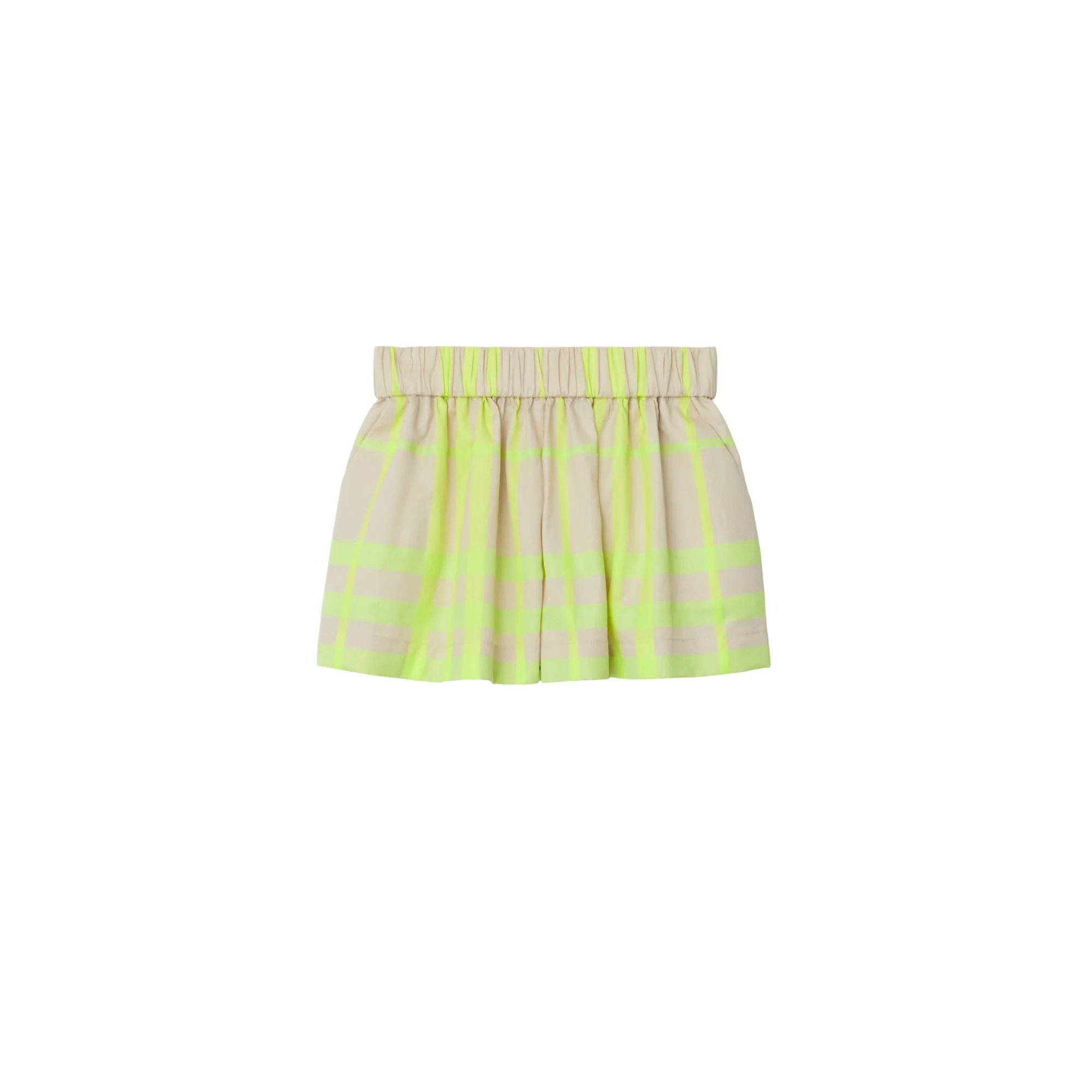 Check Cotton Blend Shorts - Vivid Lime IP Check