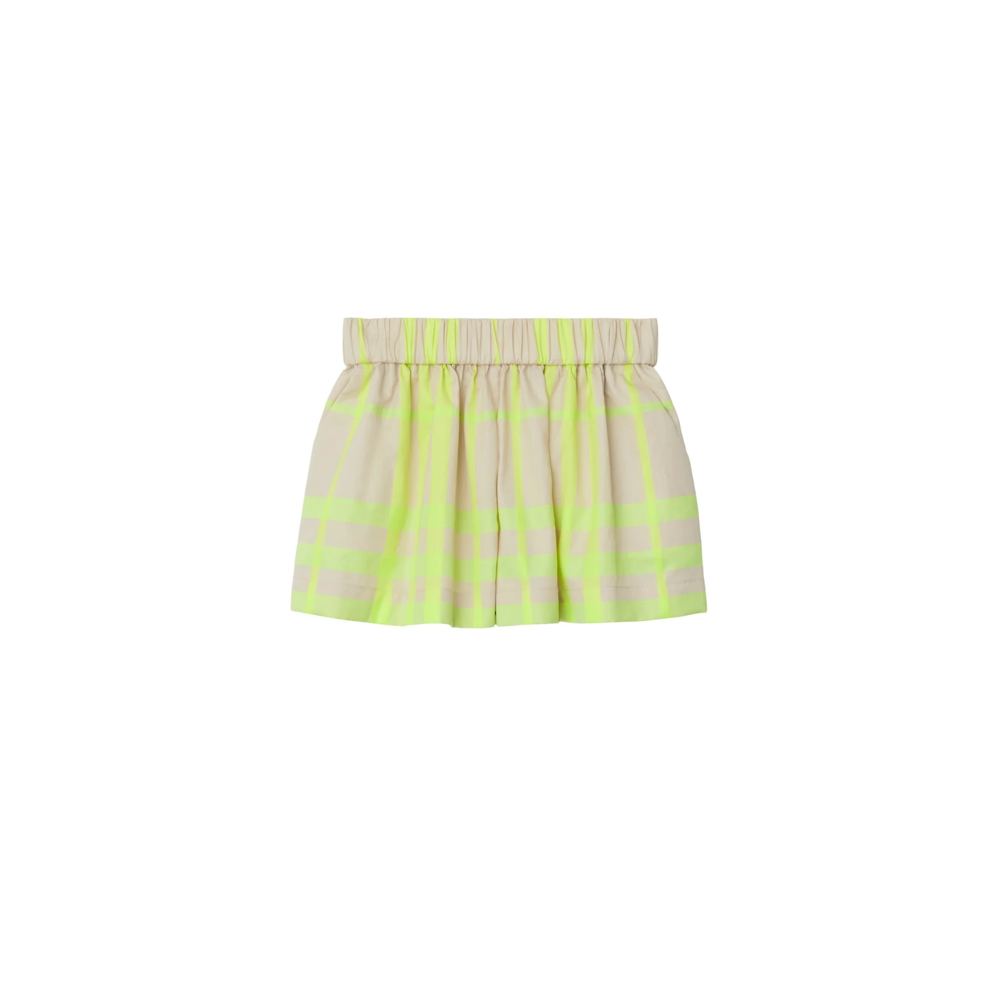Check Cotton Blend Shorts - Vivid Lime IP Check