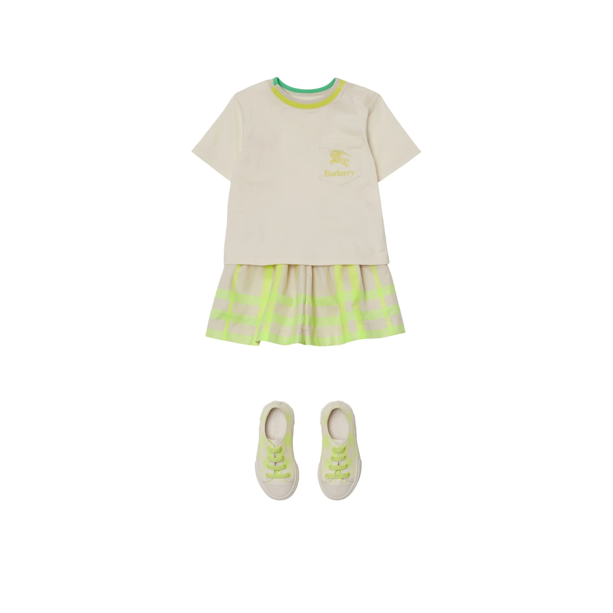 Check Cotton Blend Shorts - Vivid Lime IP Check - Image 3