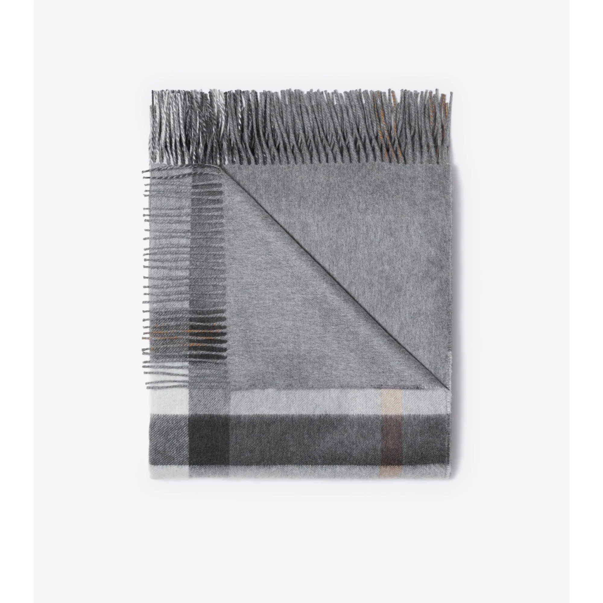 Check Cashmere Blanket - Grey - Image 2