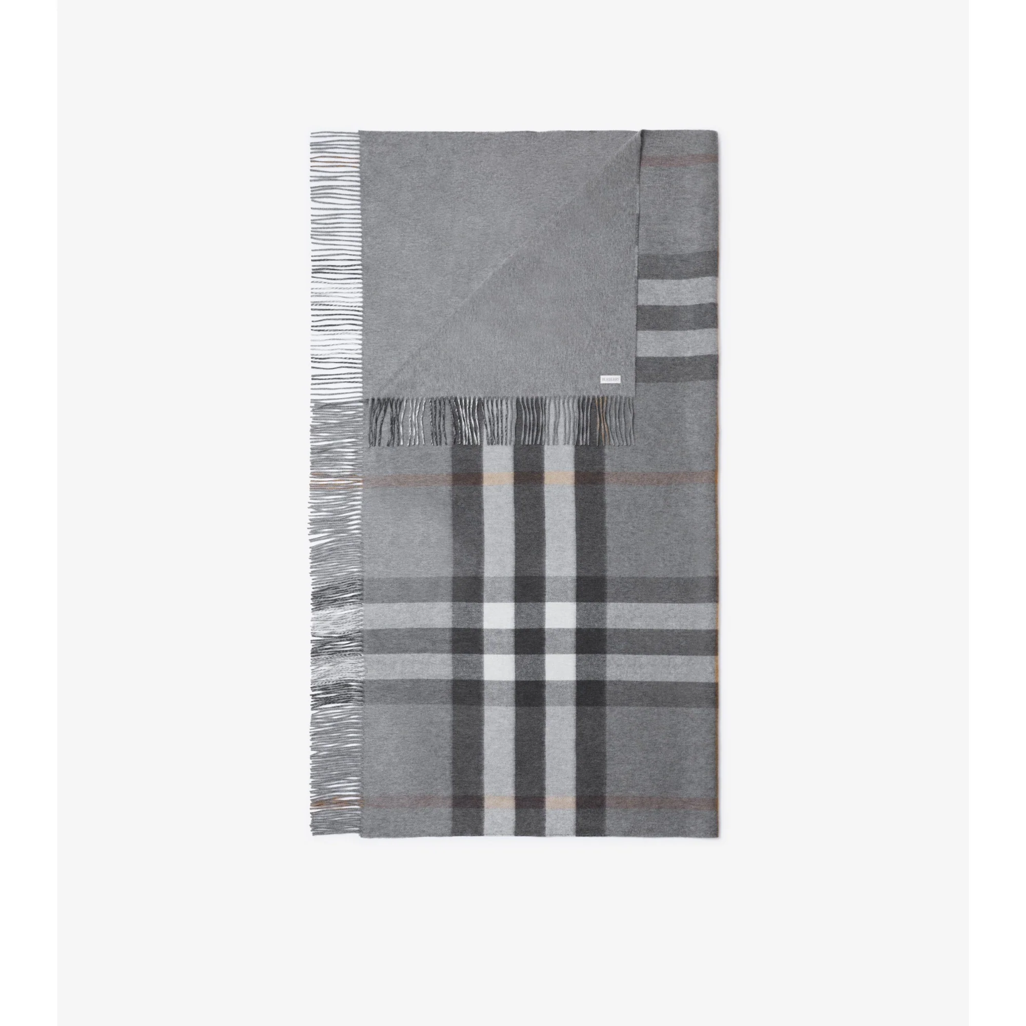 Check Cashmere Blanket - Grey - Image 3
