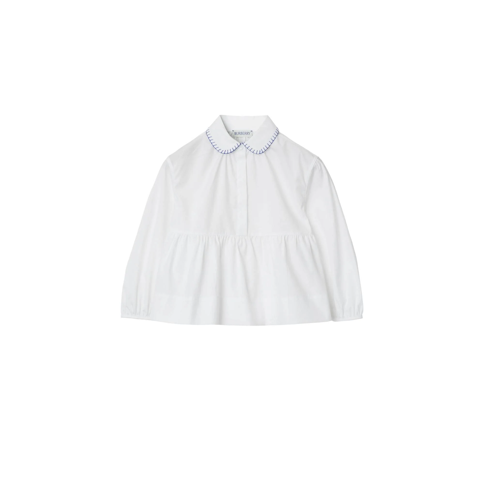 Stretch Cotton Peplum Blouse - White