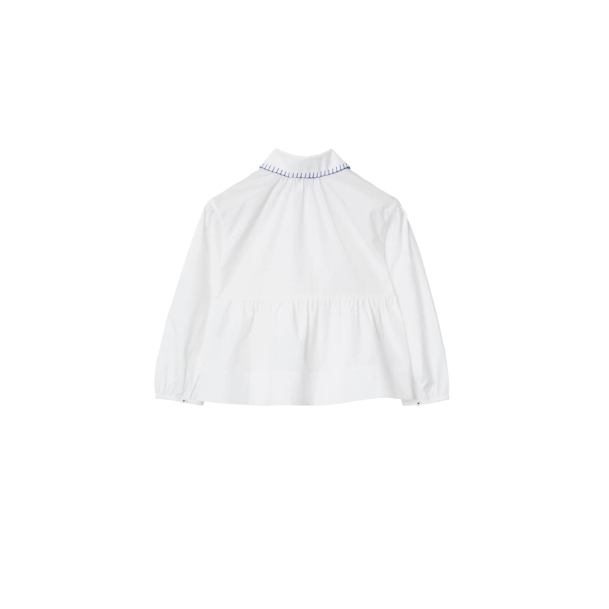 Stretch Cotton Peplum Blouse - White - Image 2
