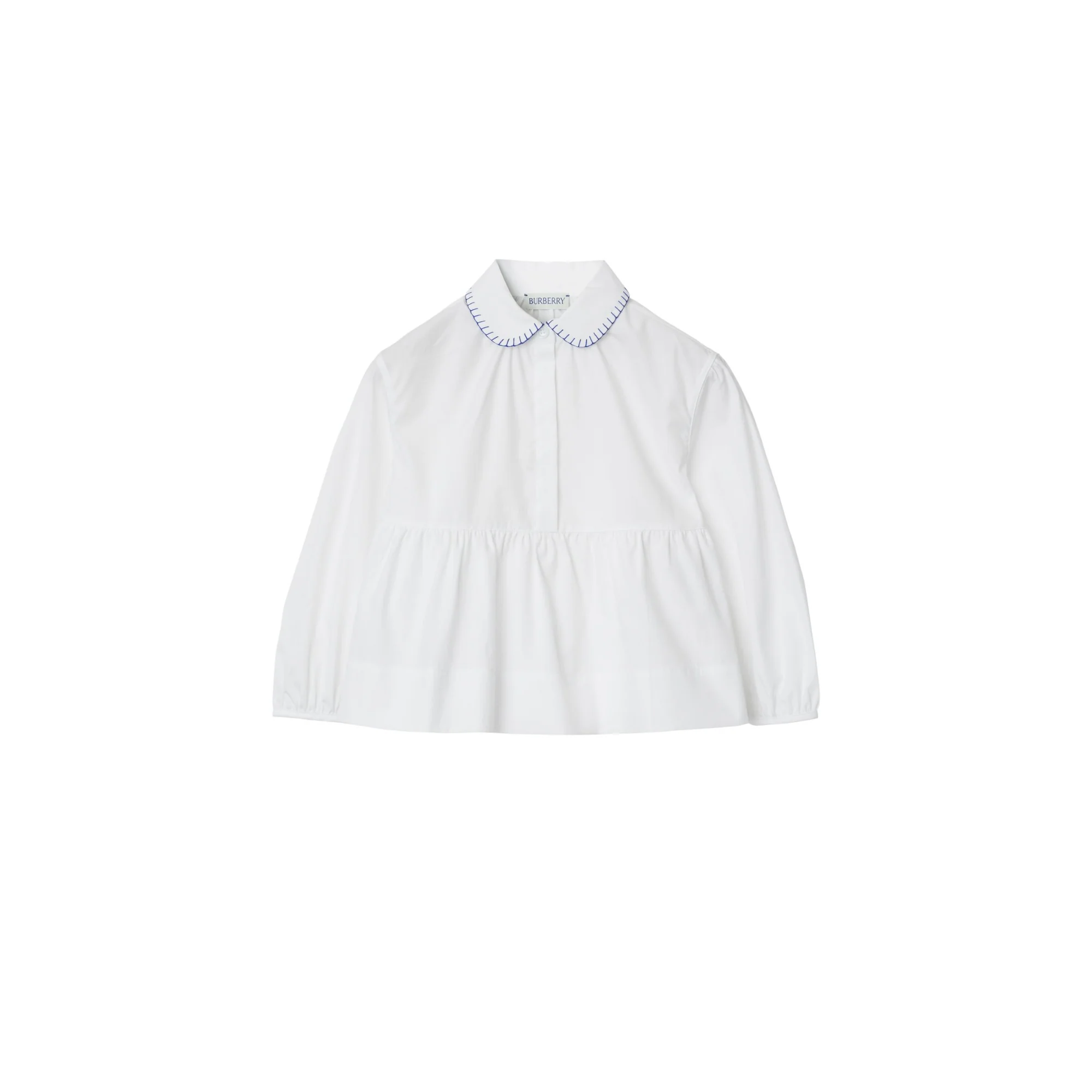 Stretch Cotton Peplum Blouse - White