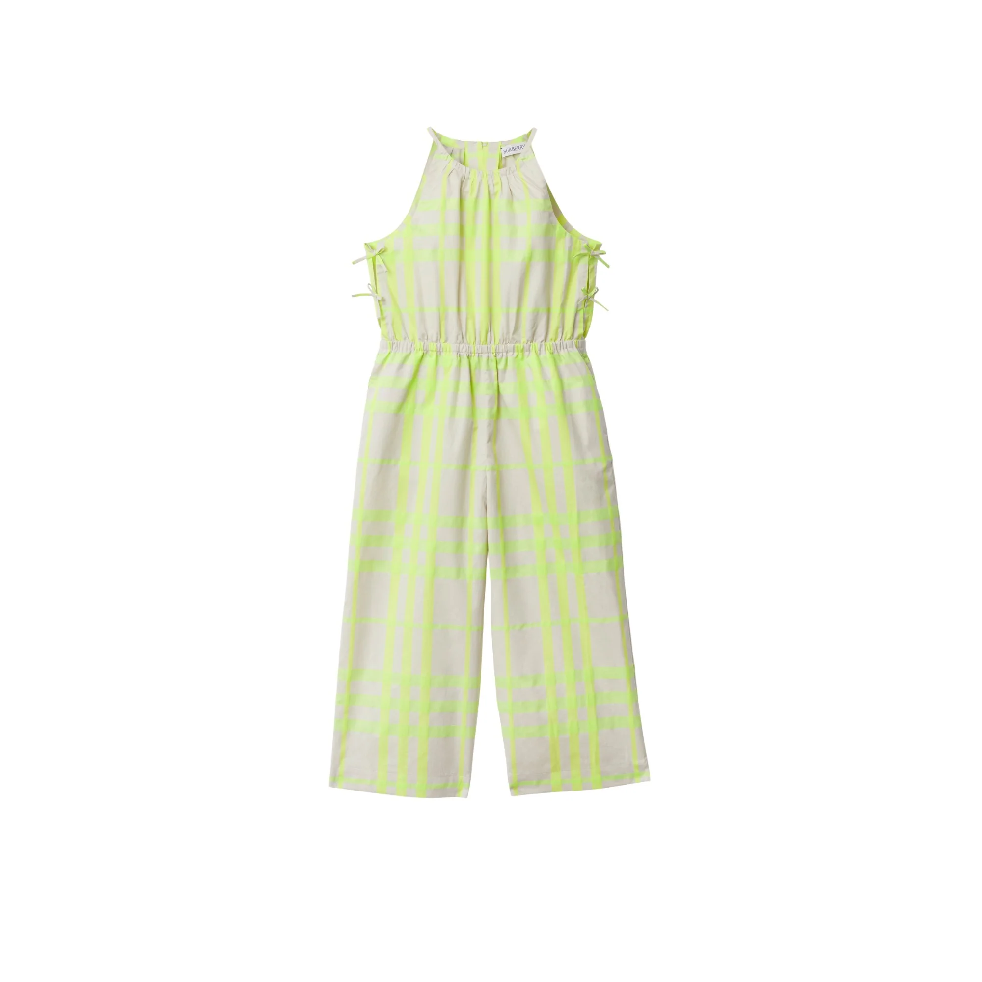 Check Cotton Blend Jumpsuit - Vivid Lime IP Check