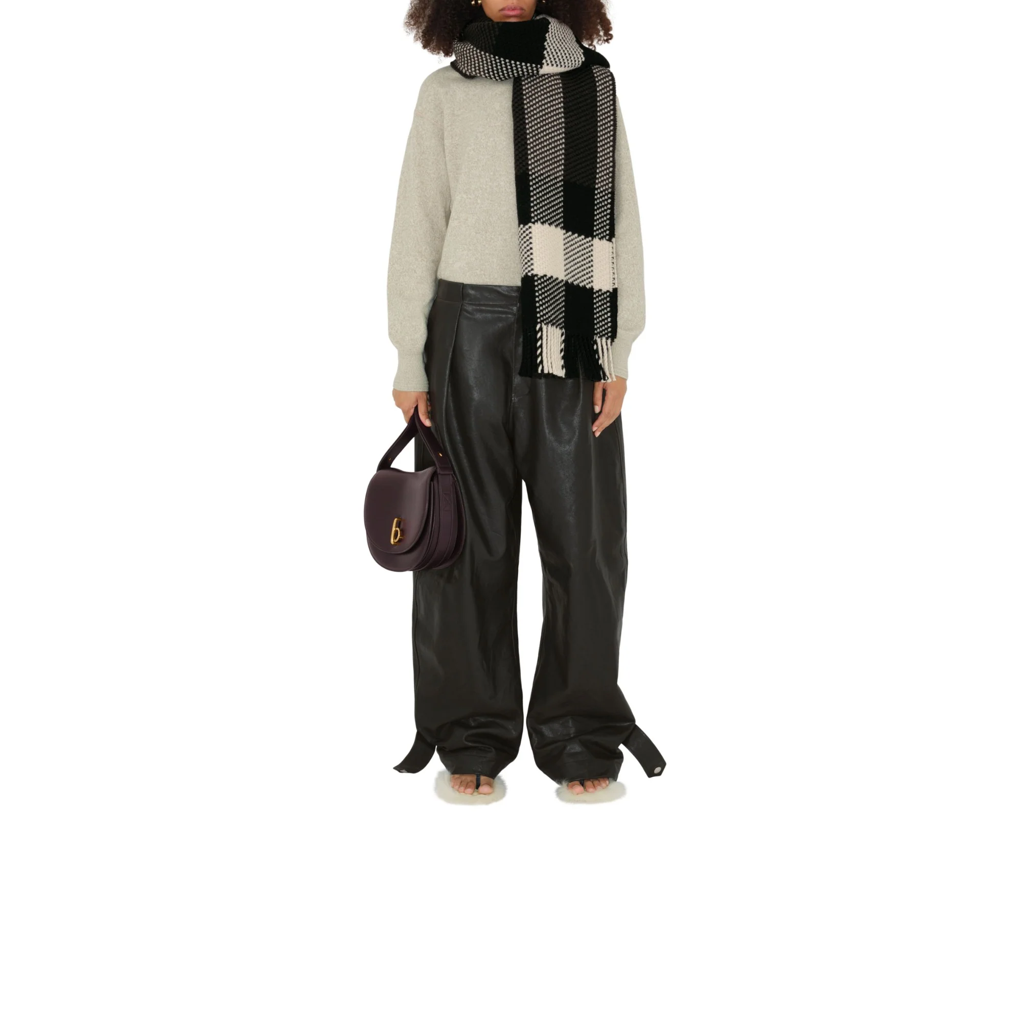 Check Wool Scarf - Otter - Image 3