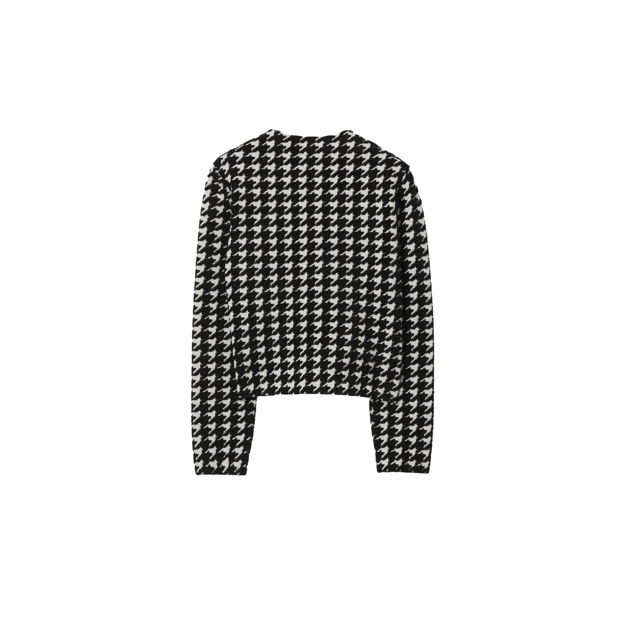 Houndstooth Nylon Blend Cardigan - Black IP Pattern - Image 5