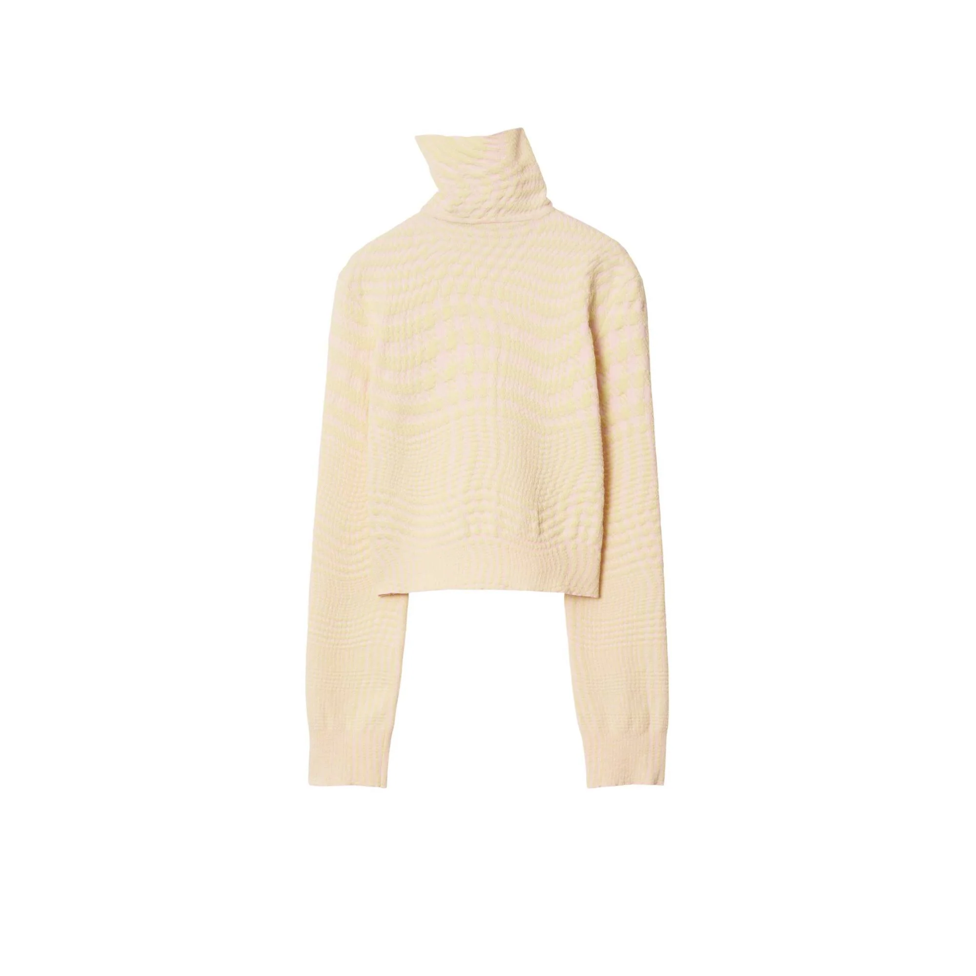Warped Houndstooth Wool Blend Sweater - Cameo IP Pattern - Image 2