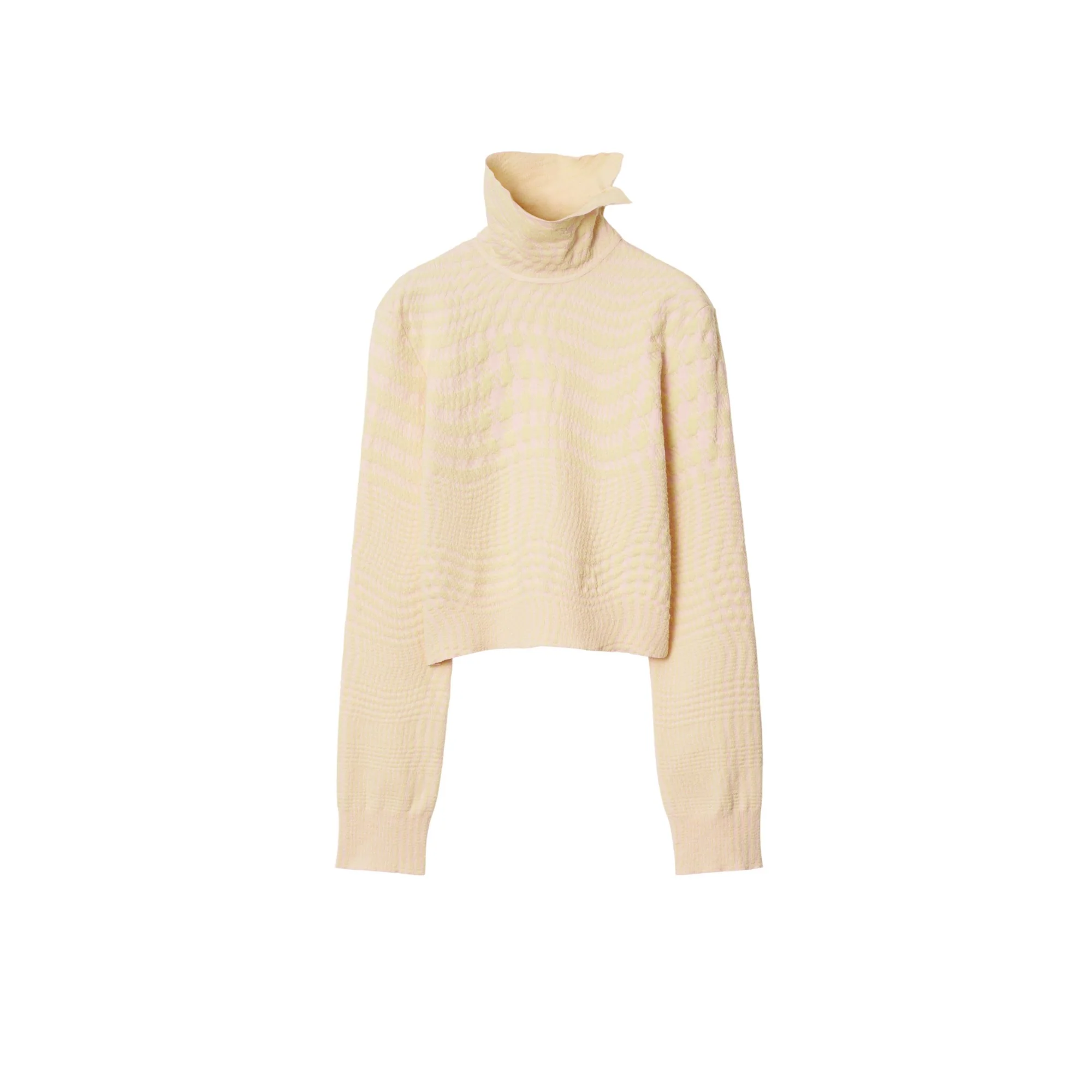 Warped Houndstooth Wool Blend Sweater - Cameo IP Pattern
