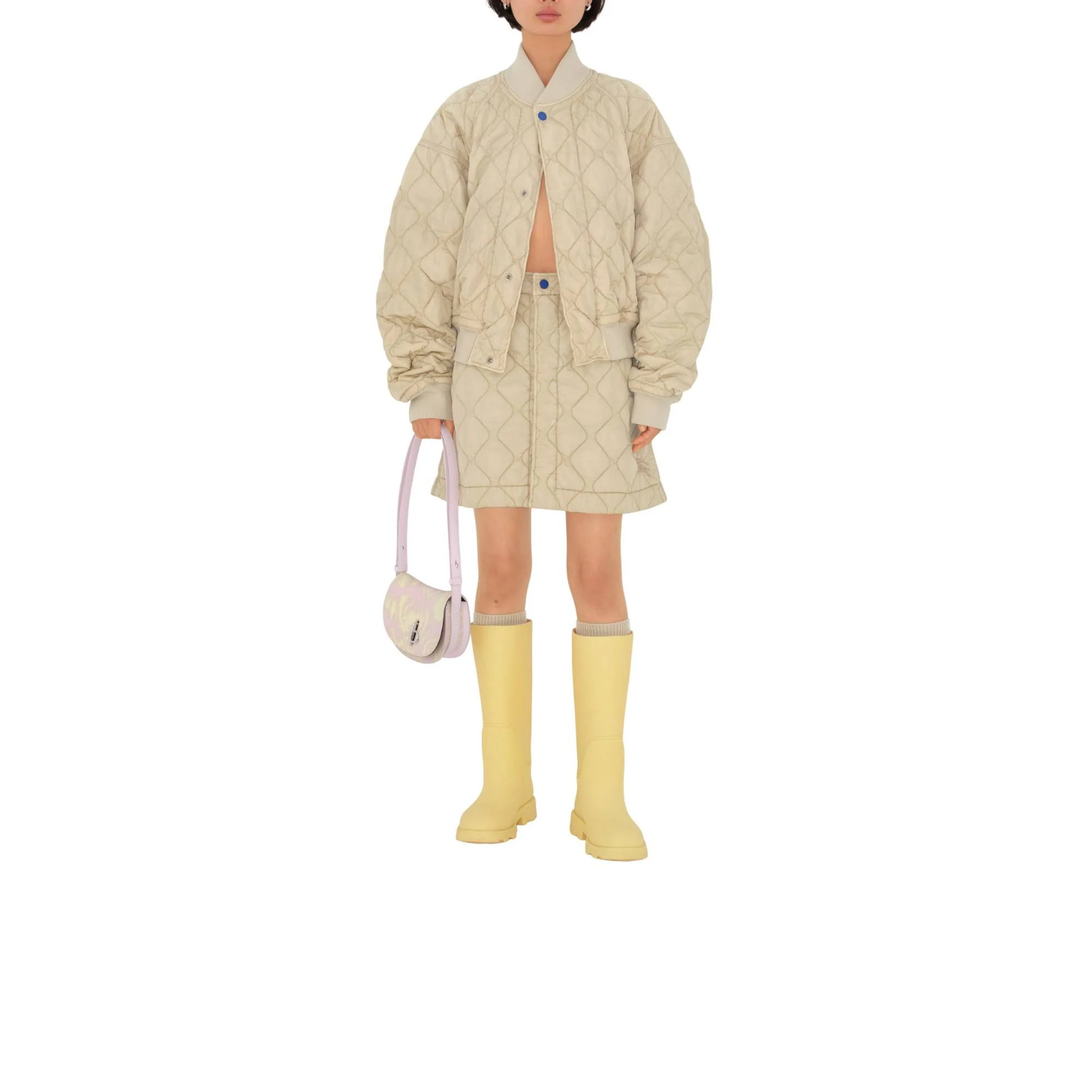 Quilted Nylon Bomber Jacket - Soap - Image 2
