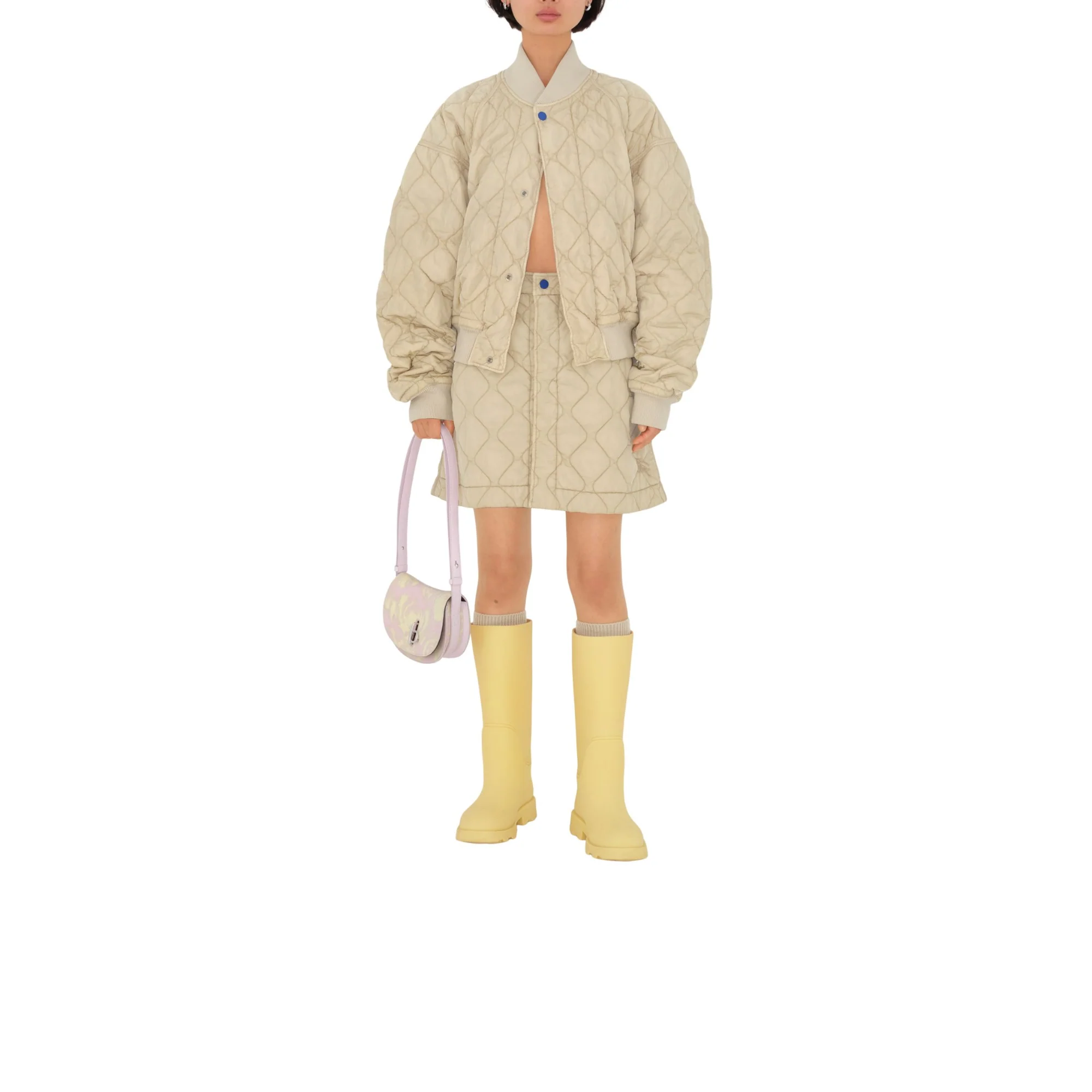 Quilted Nylon Bomber Jacket - Soap - Image 2