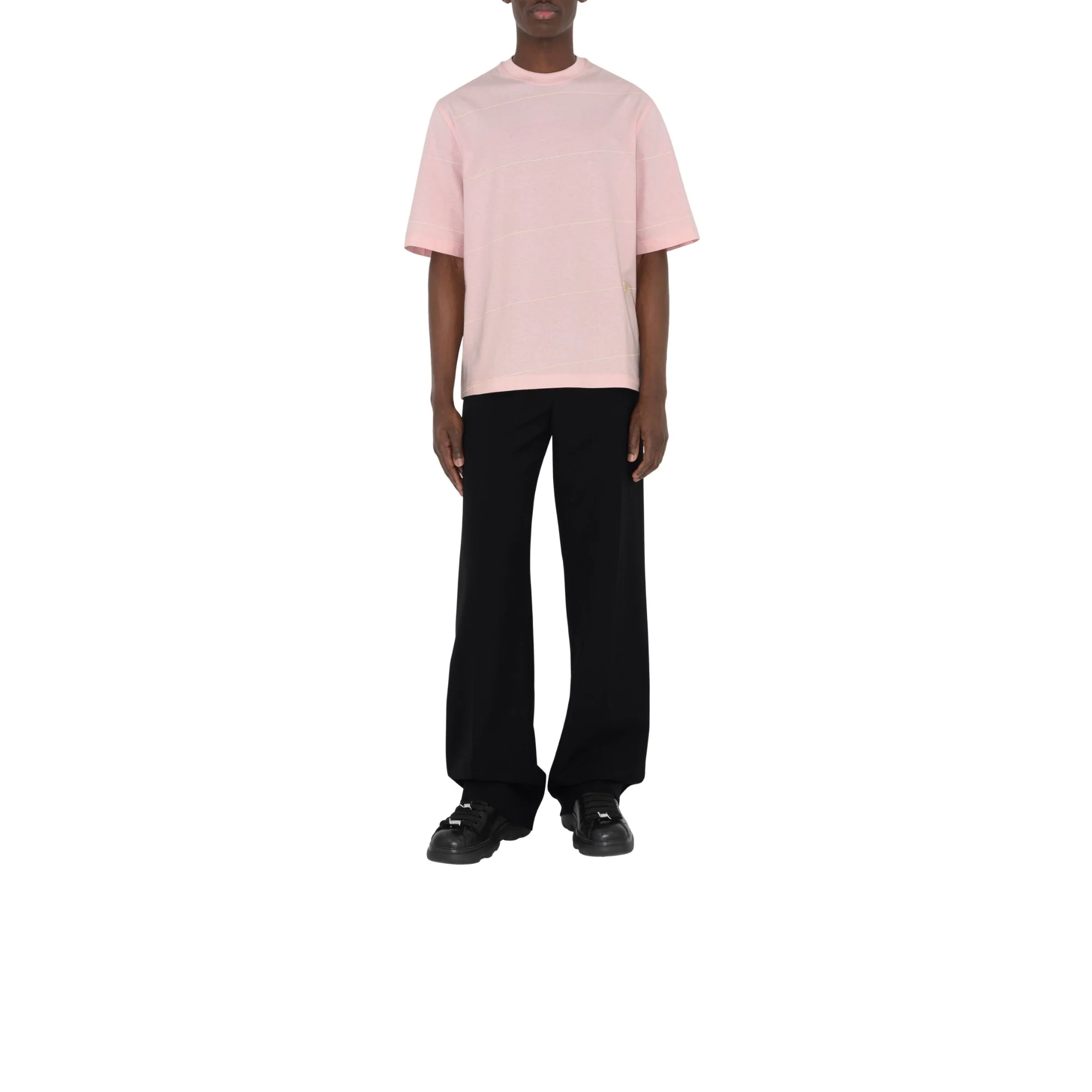 Striped Cotton T-shirt - Cameo - Image 2