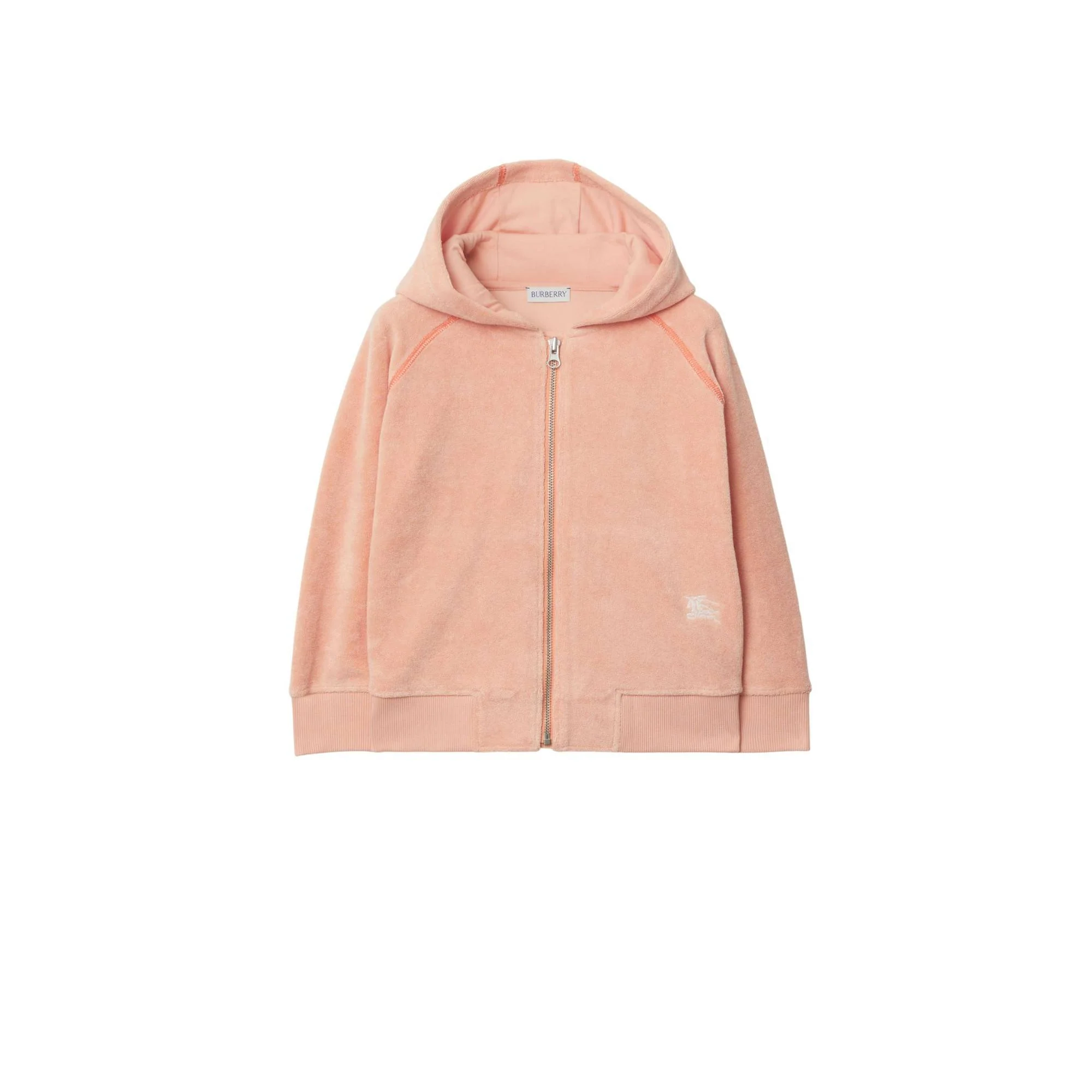 Cotton Blend Towelling Zip Hoodie - Dusky Coral