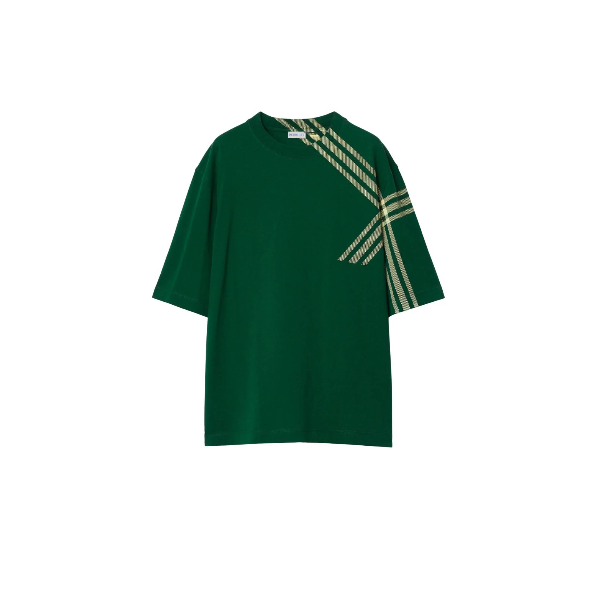 Check Sleeve Cotton T-shirt - Ivy