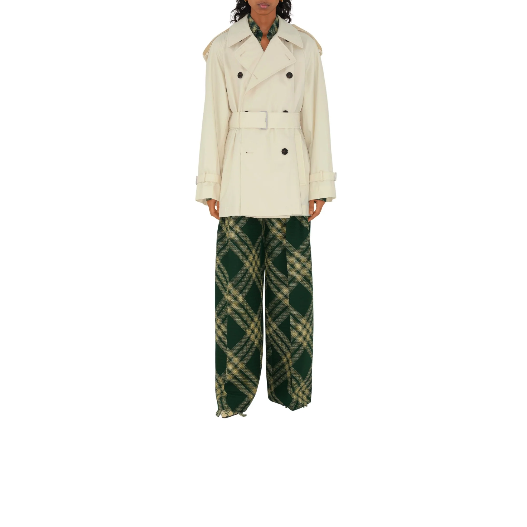 Short Gabardine Trench Coat - Calico - Image 2