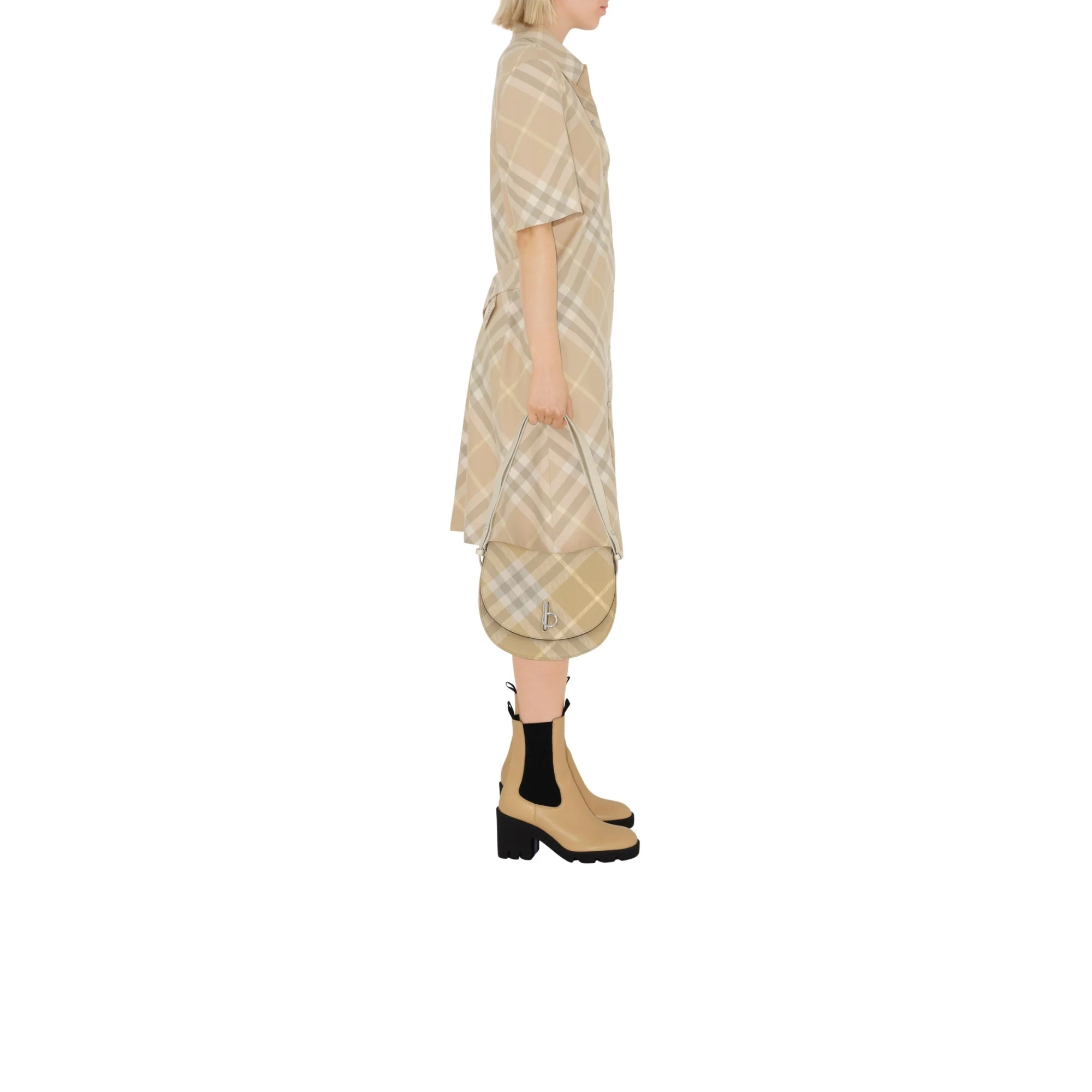 Check Cotton Shirt Dress - Flax IP Check - Image 3