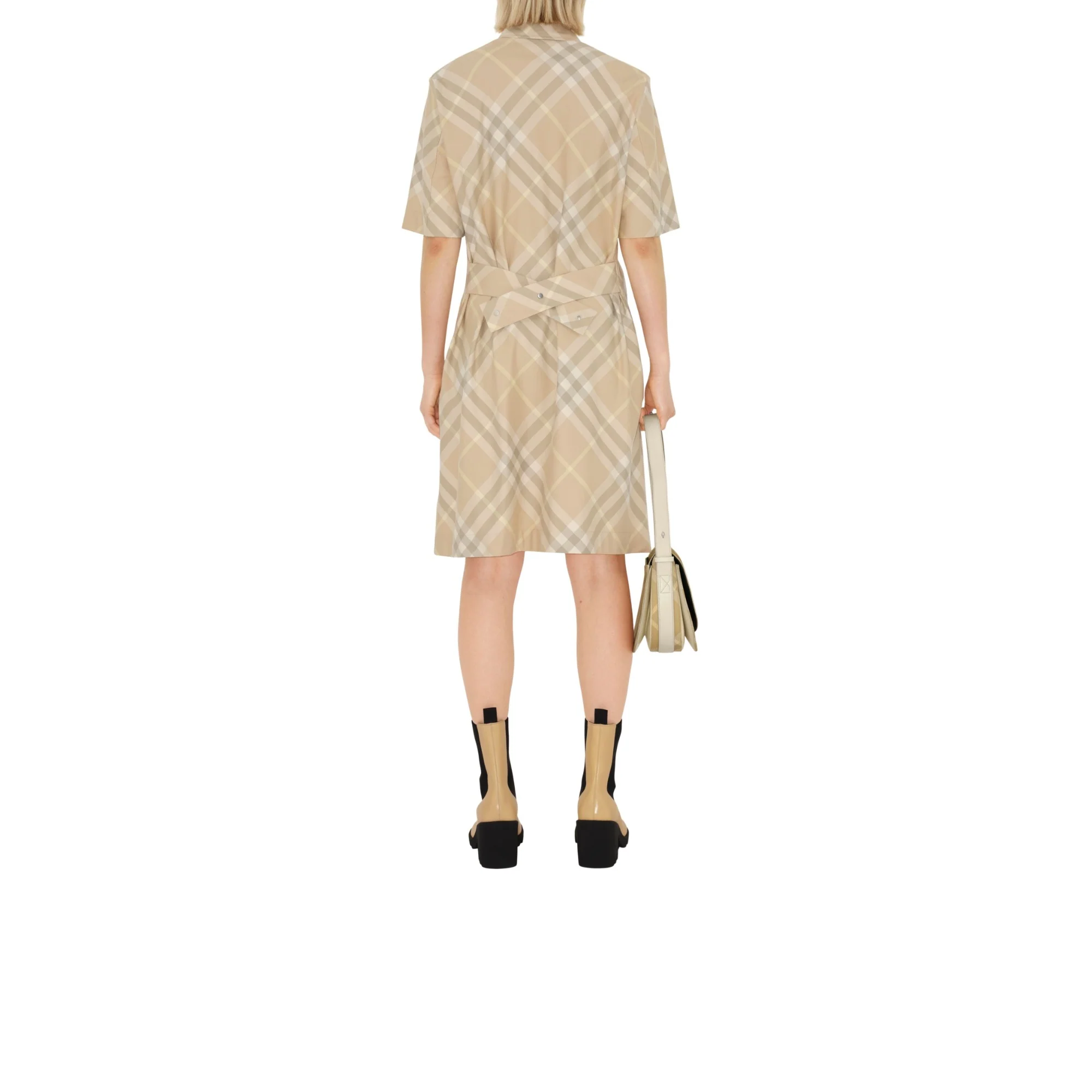 Check Cotton Shirt Dress - Flax IP Check - Image 4
