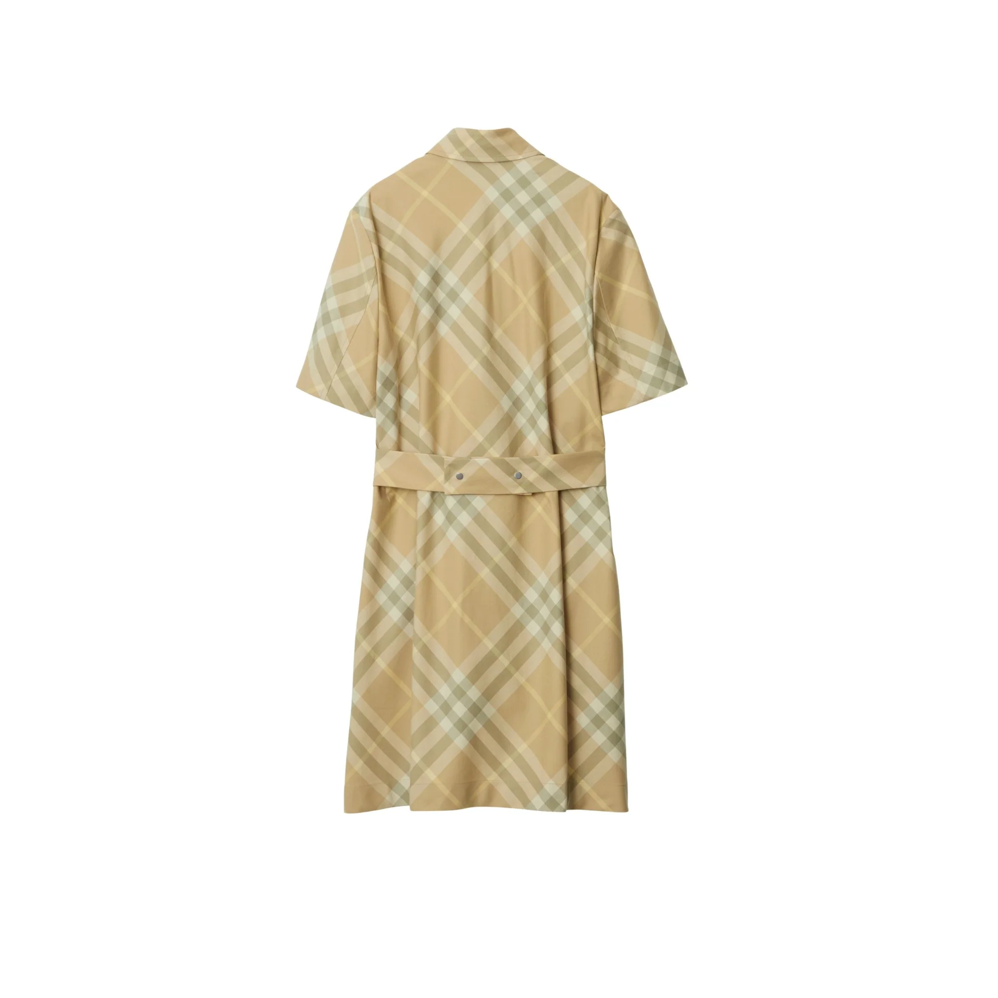 Check Cotton Shirt Dress - Flax IP Check - Image 5