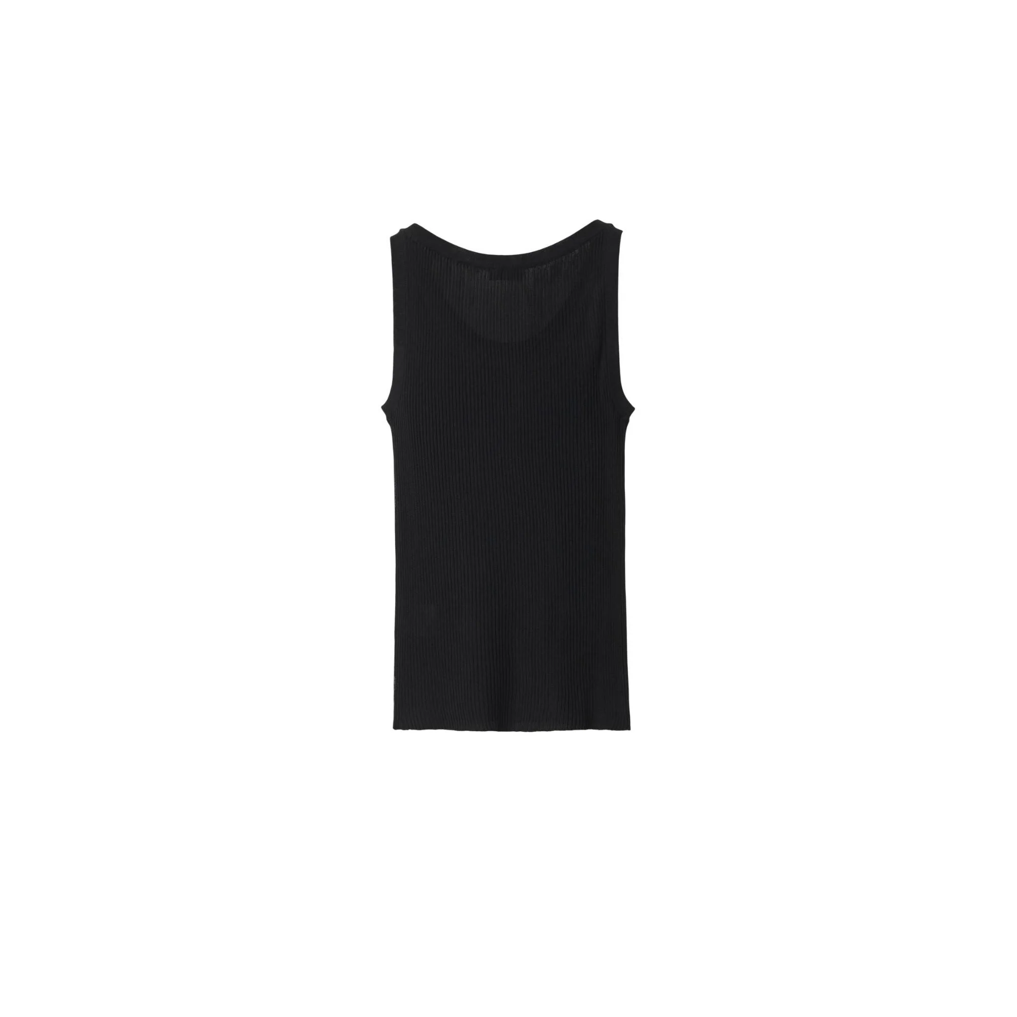 Rib Knit Vest - Black - Image 5