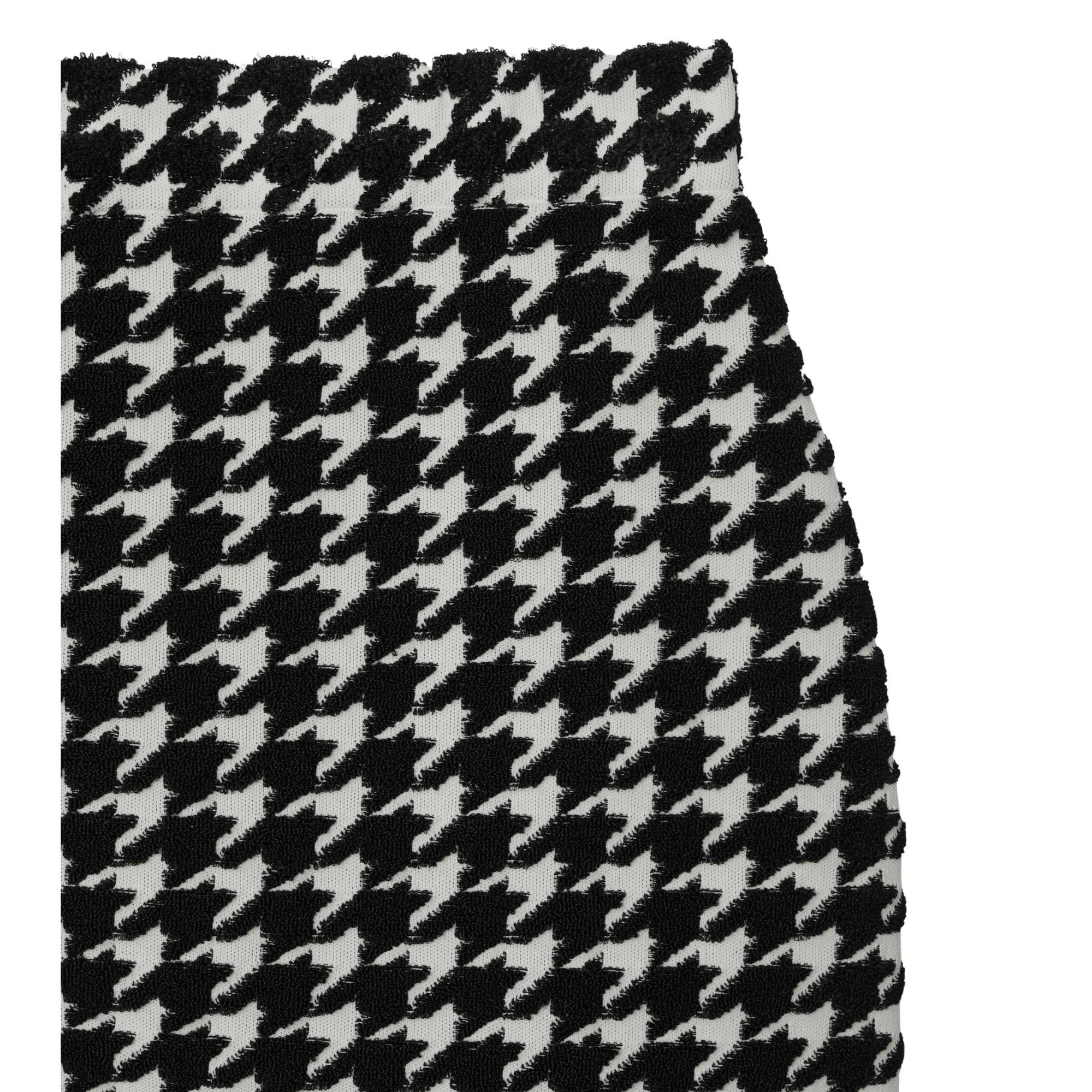 Houndstooth Nylon Blend Mini Skirt - Black - Image 6
