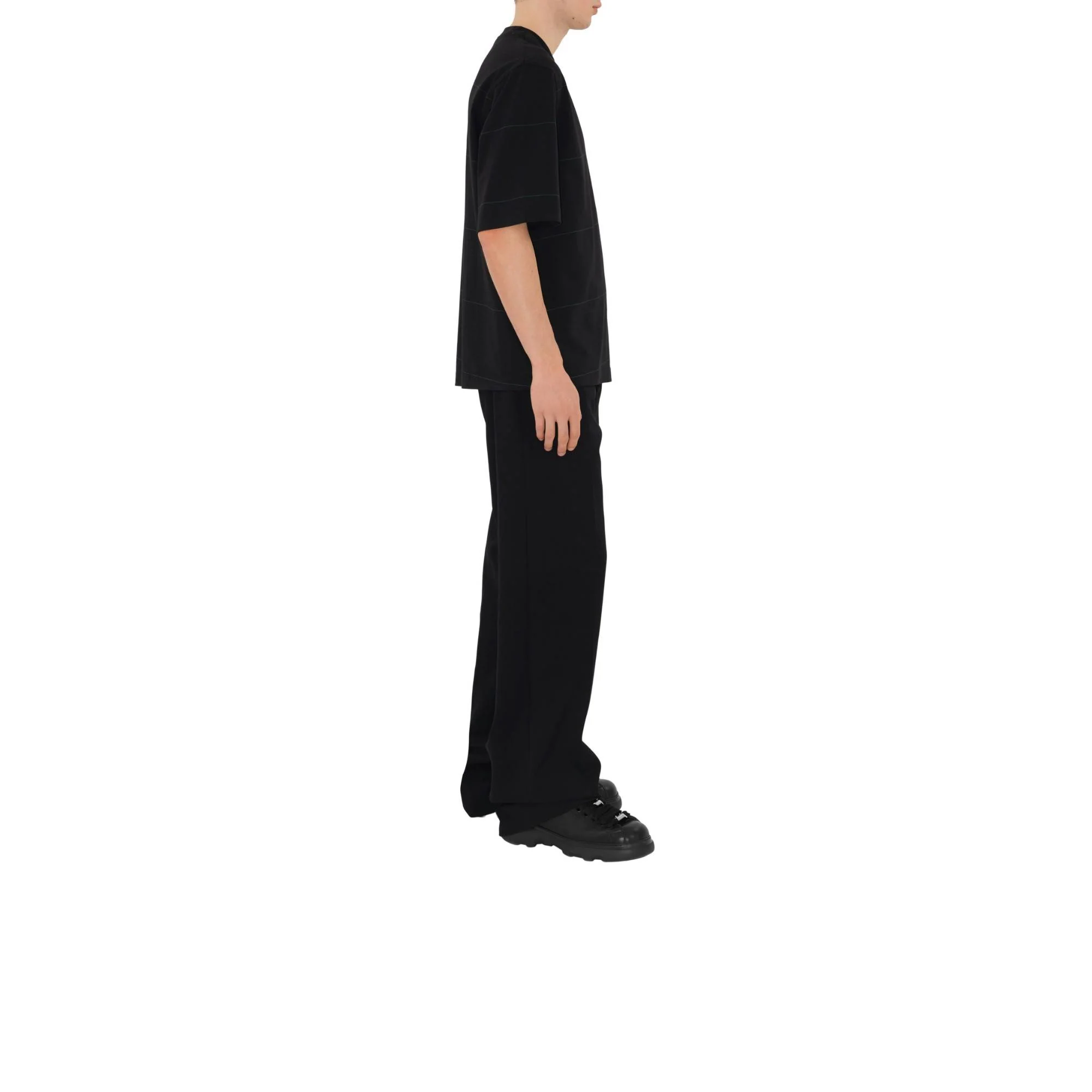 Striped Cotton T-shirt - Black - Image 3