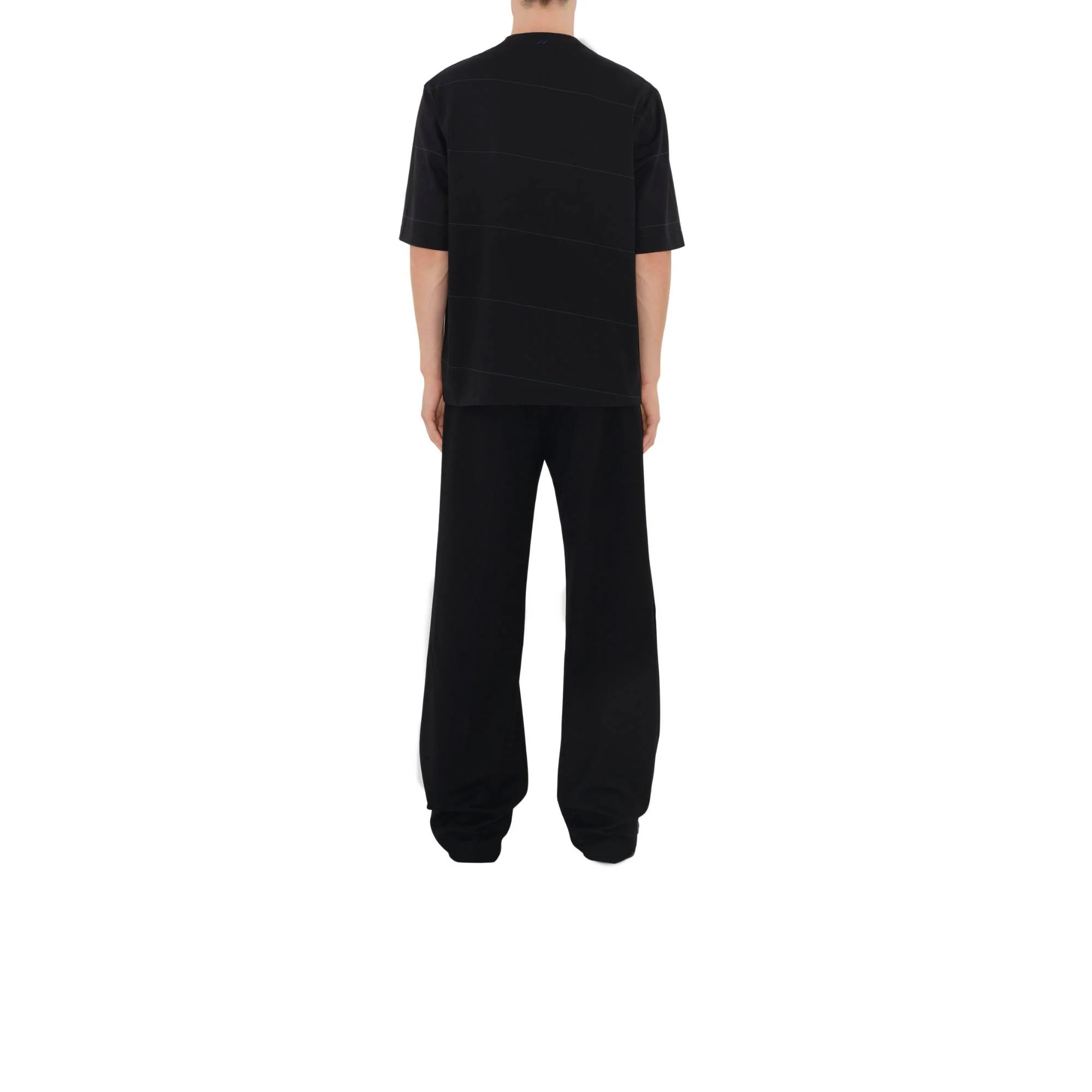 Striped Cotton T-shirt - Black - Image 4