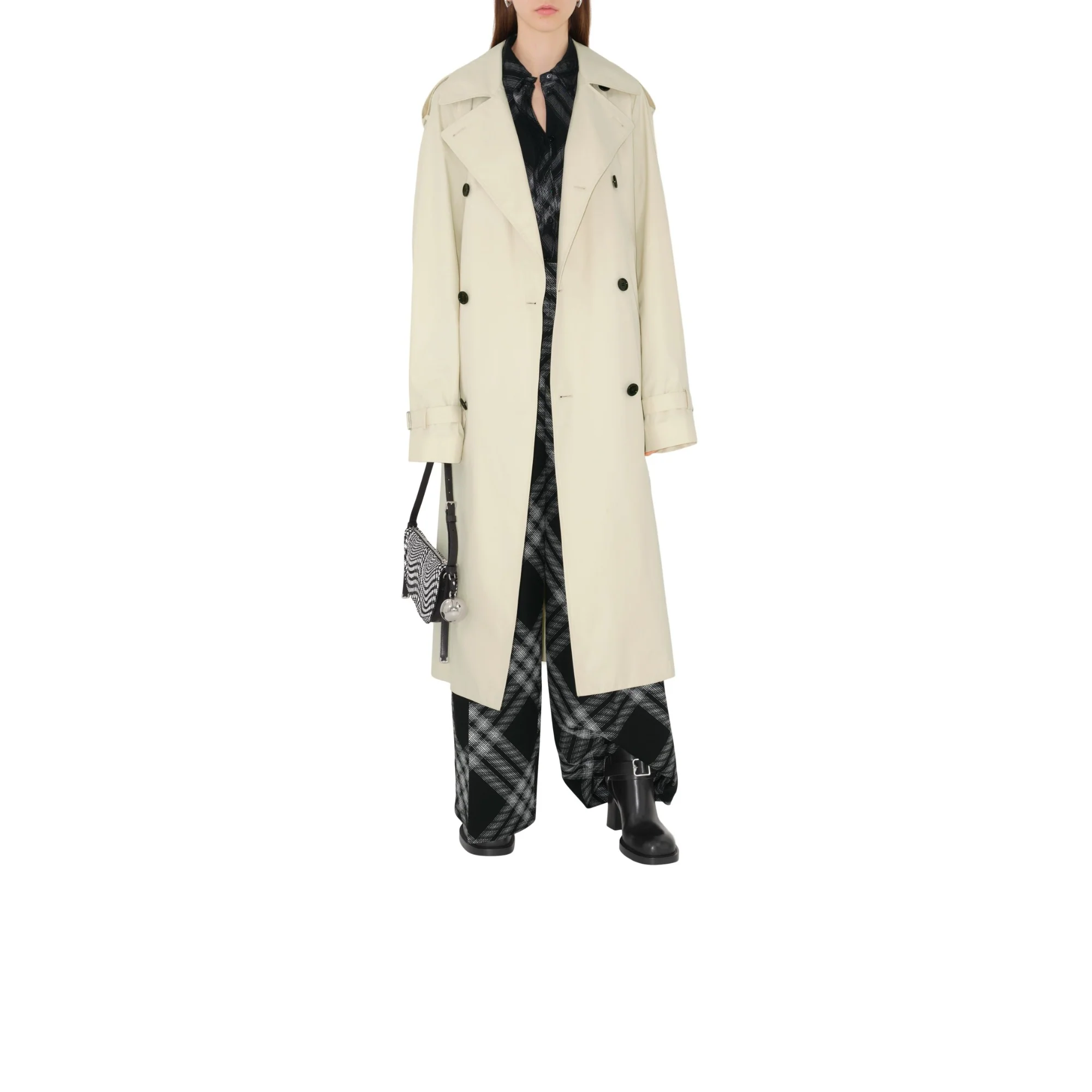 Long Gabardine Trench Coat - Calico - Image 2