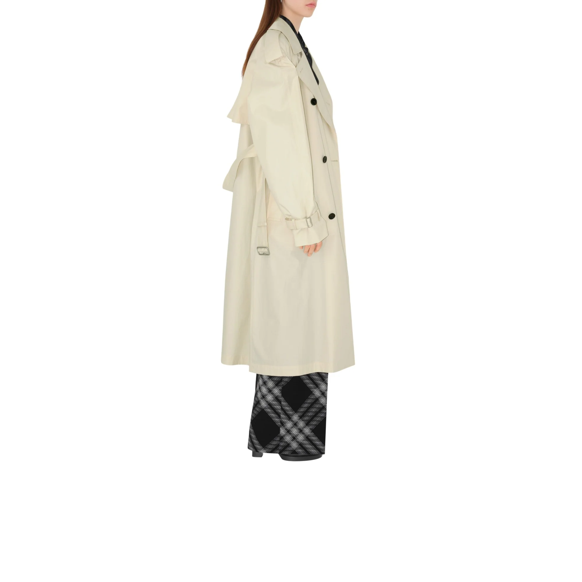 Long Gabardine Trench Coat - Calico - Image 3