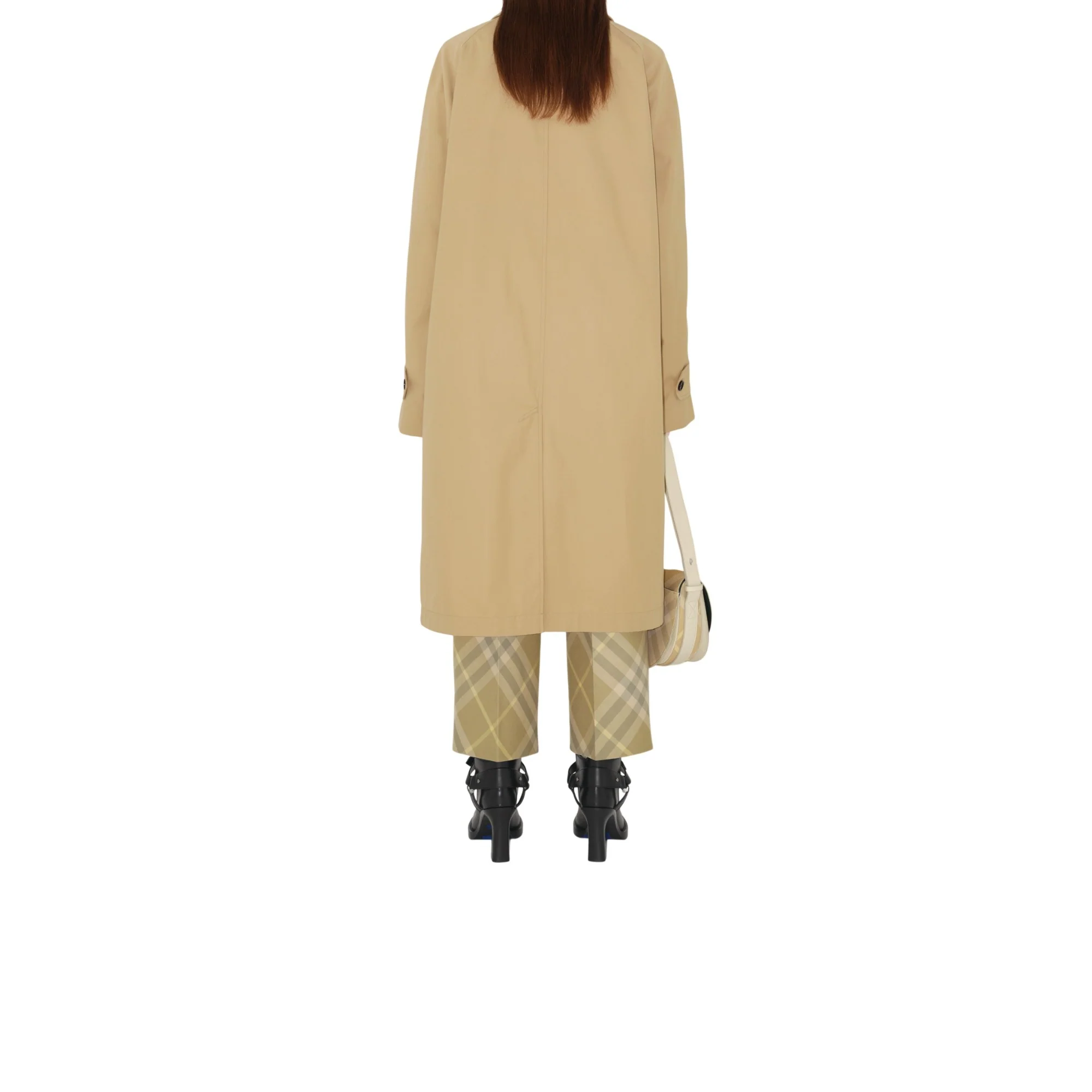 Cropped Check Wool Tailored Trousers - Flax IP Check - Image 4