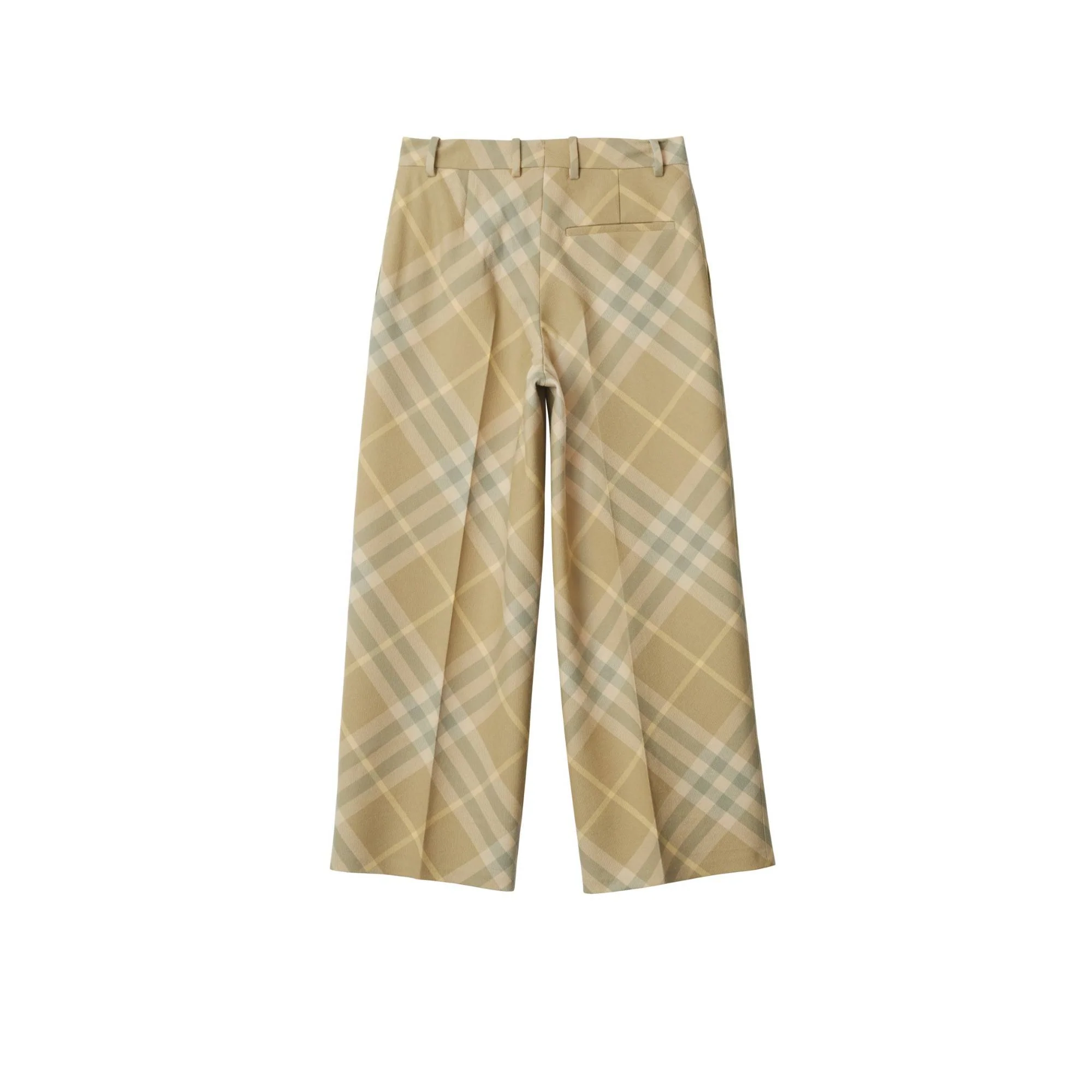 Cropped Check Wool Tailored Trousers - Flax IP Check - Image 5