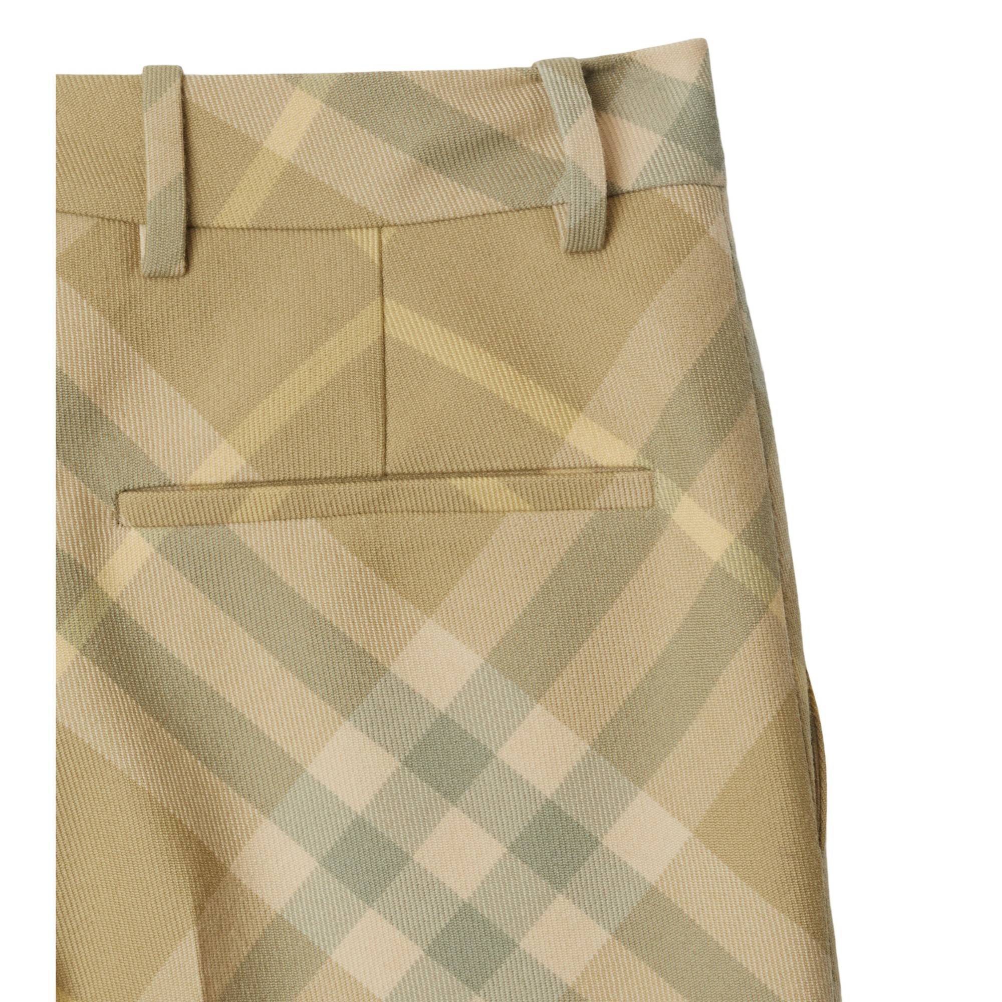 Cropped Check Wool Tailored Trousers - Flax IP Check - Image 7
