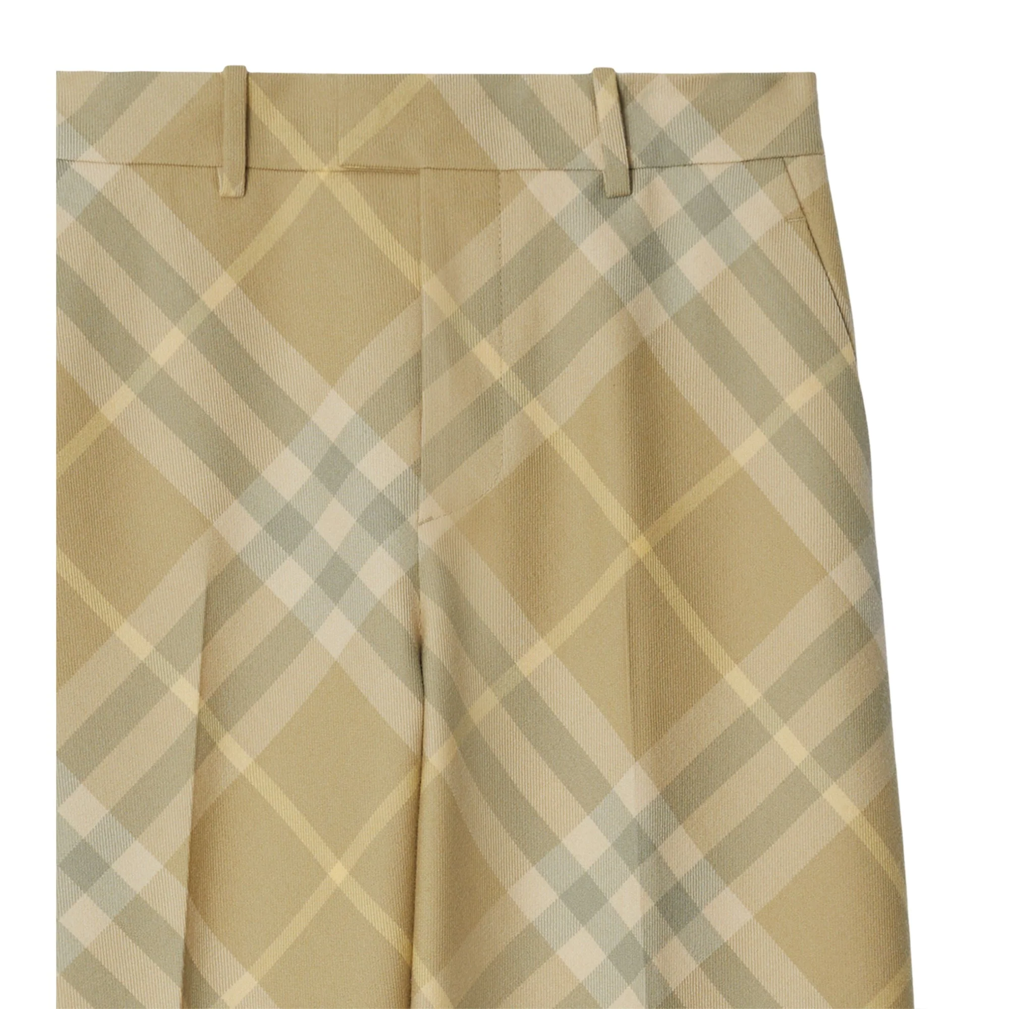 Cropped Check Wool Tailored Trousers - Flax IP Check - Image 6