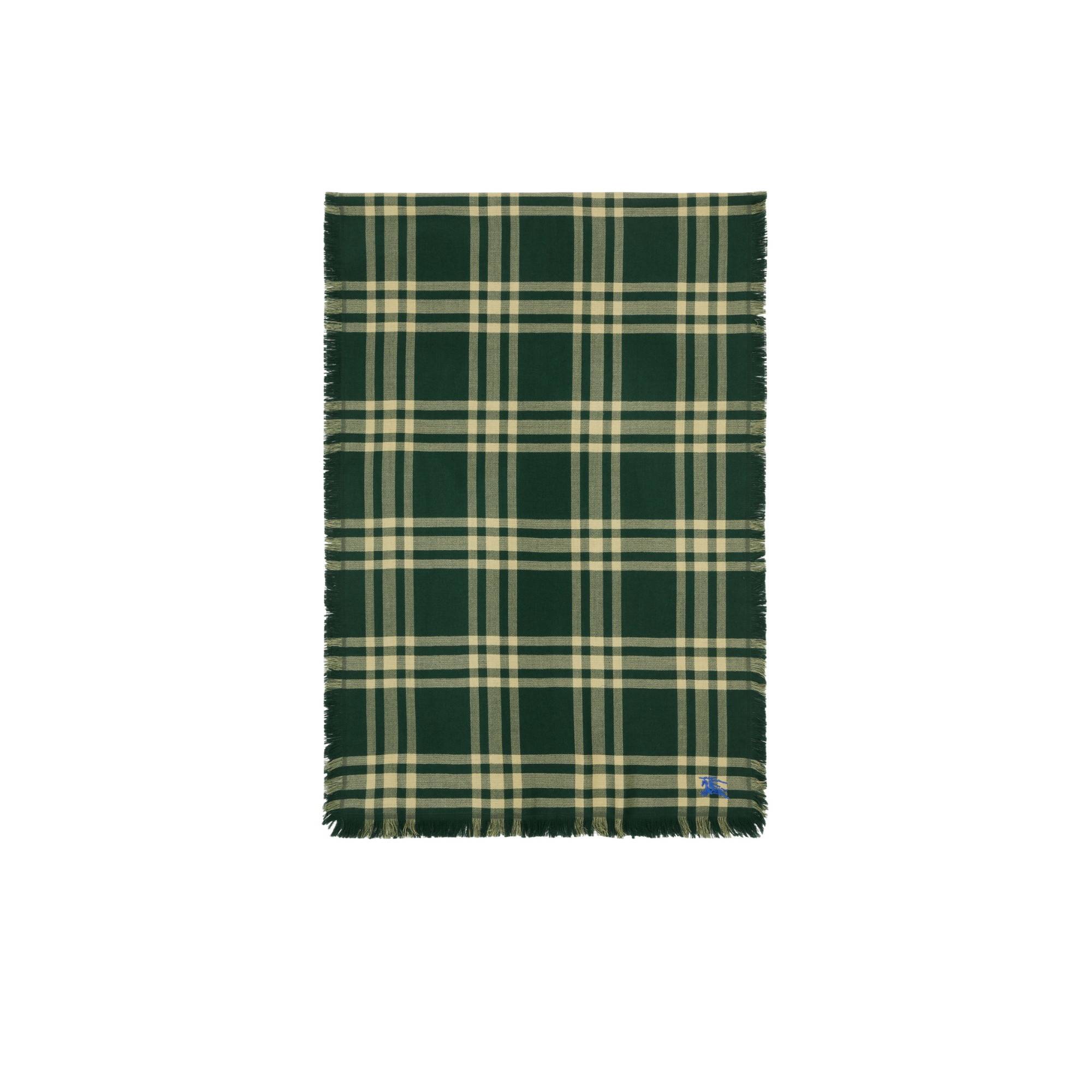 Reversible Check Wool Silk Scarf - Ivy