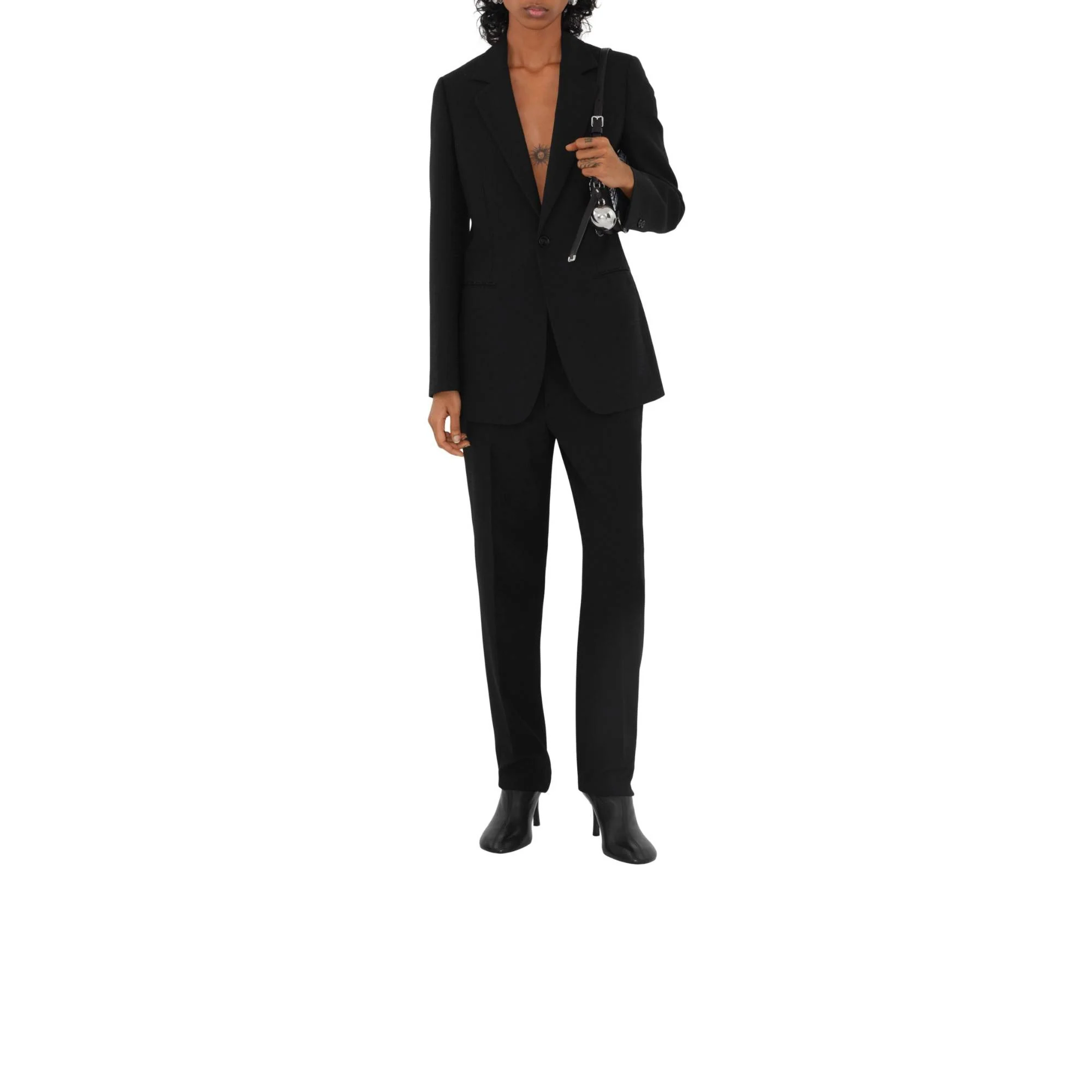 Wool Tailored Trousers - Black - Image 2