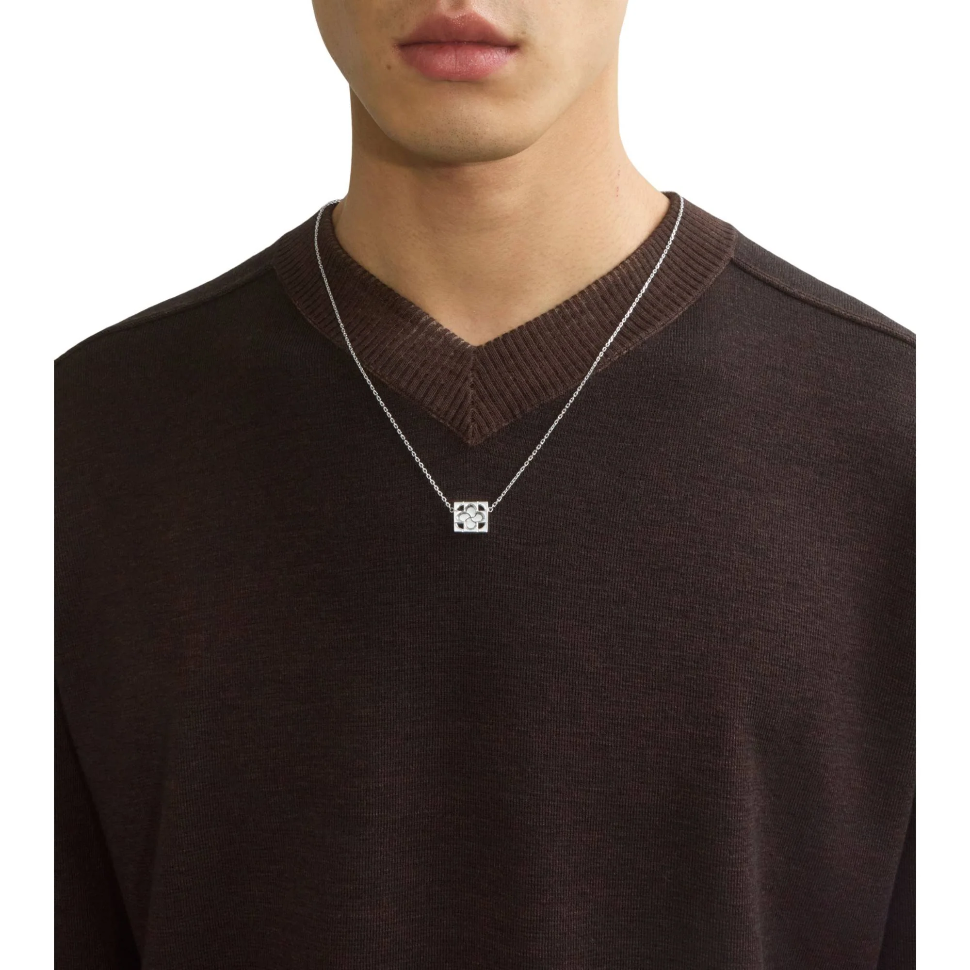 Rose Monogram Necklace - Silver - Image 3
