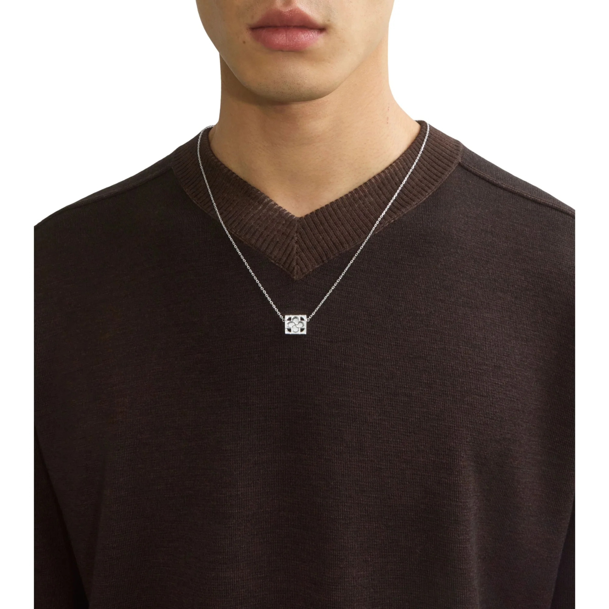 Rose Monogram Necklace - Silver - Image 3