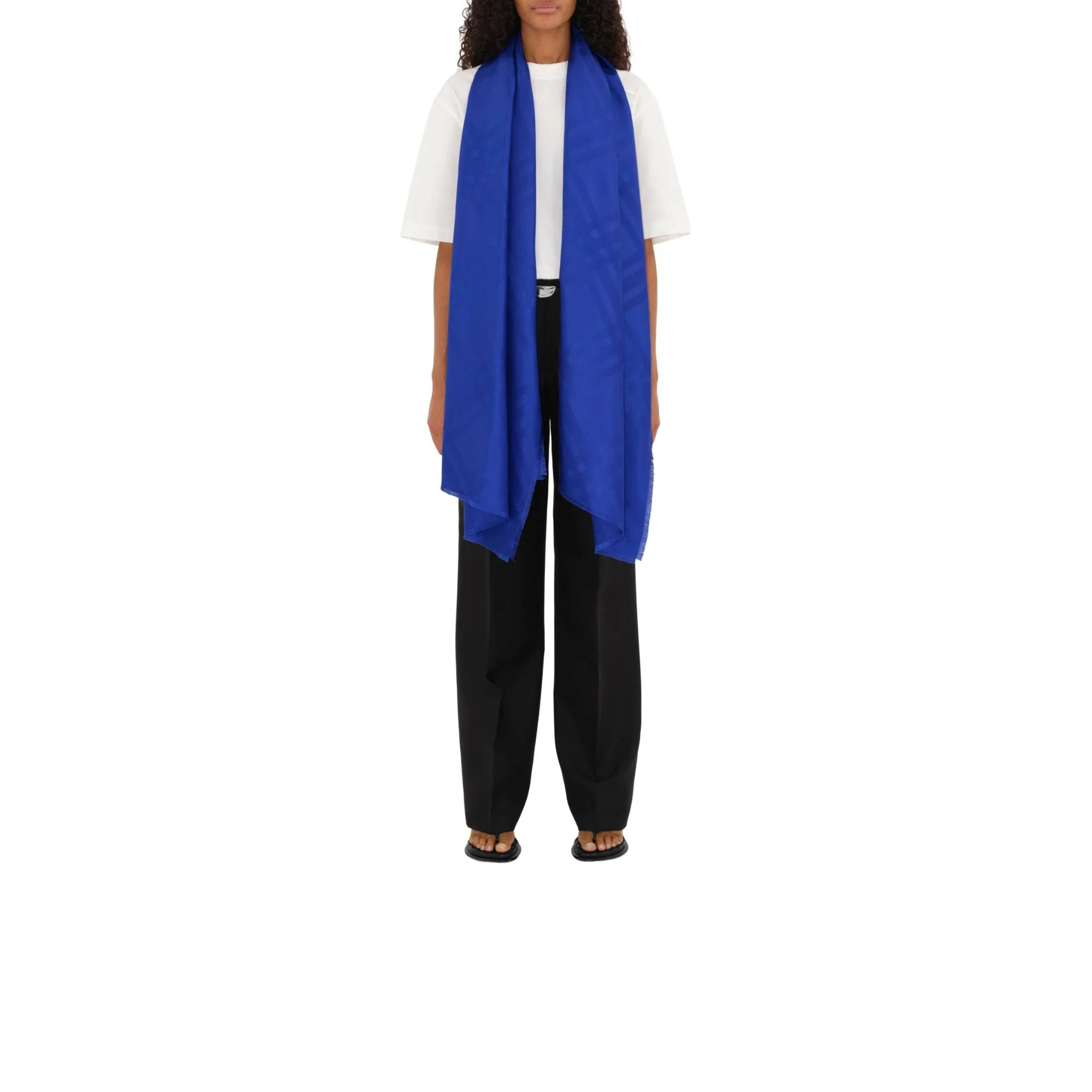 Check Silk Scarf - Knight - Image 3