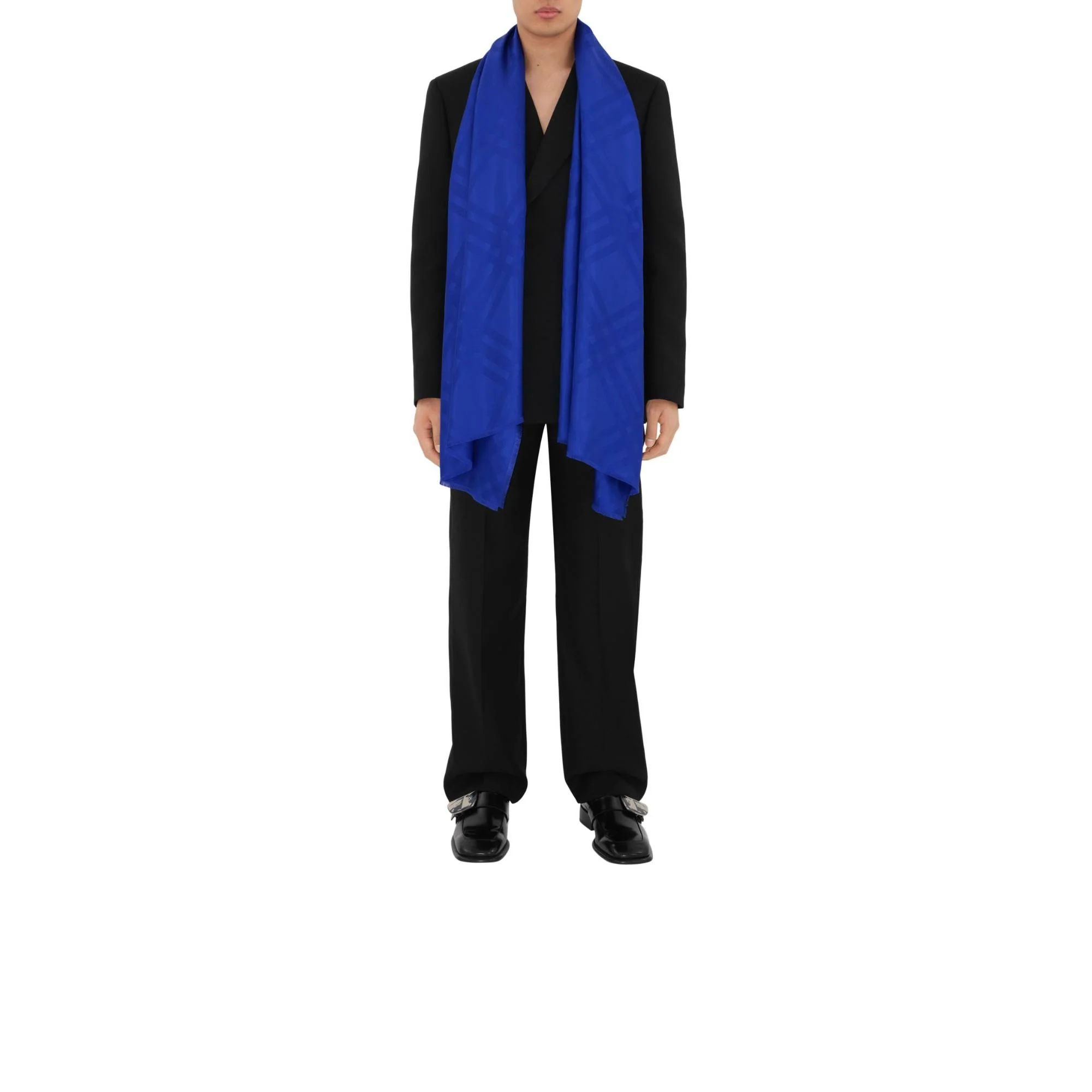 Check Silk Scarf - Knight - Image 4