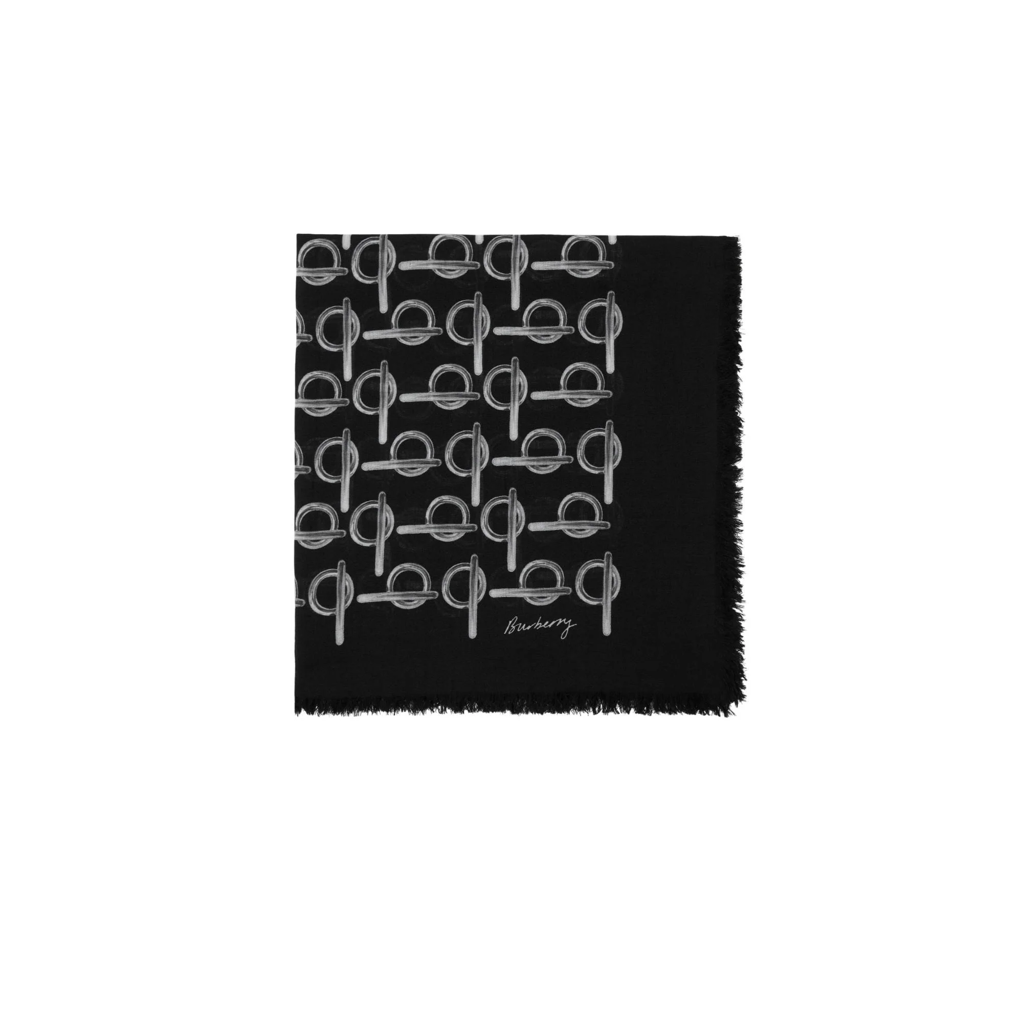 B Wool Scarf - Silver - Image 6