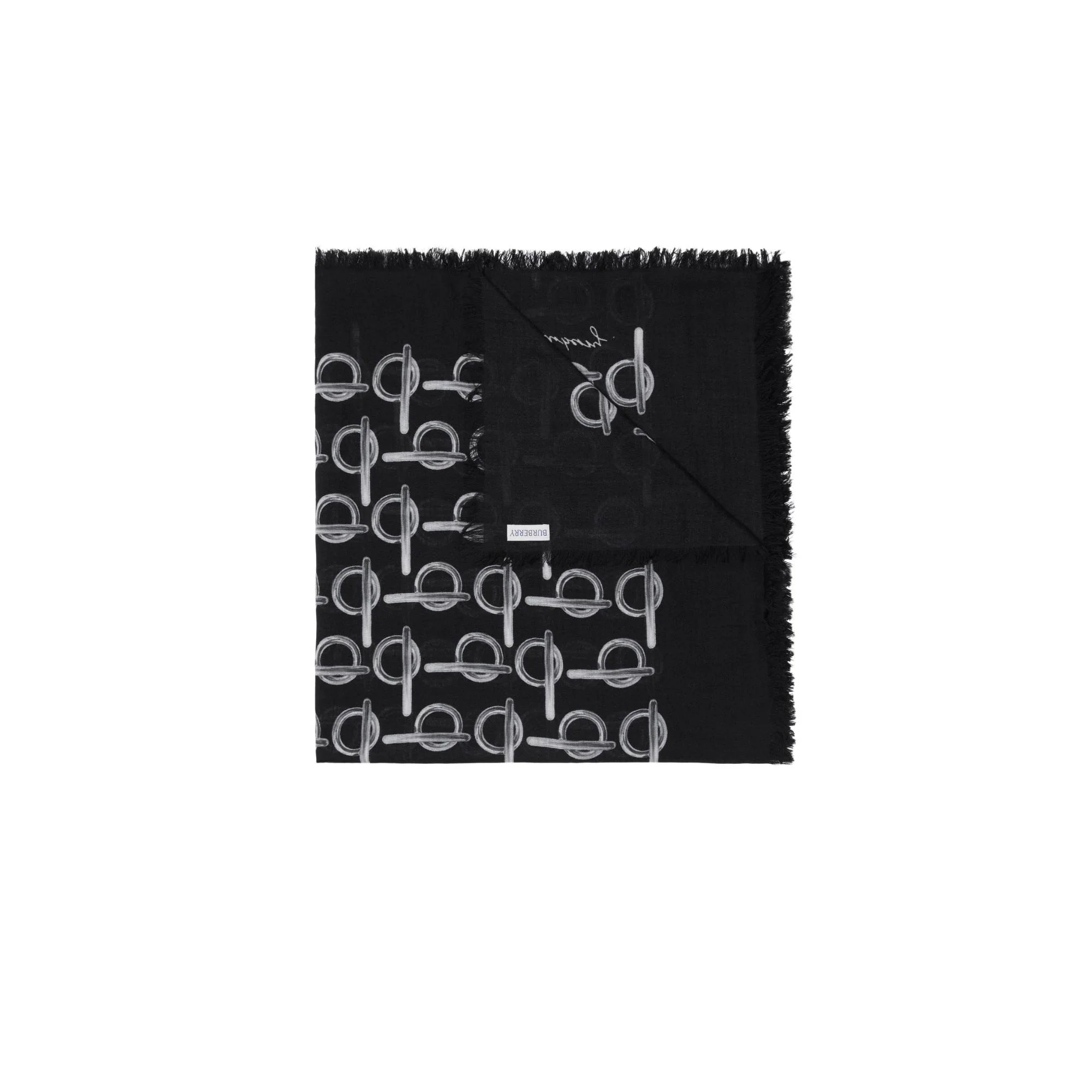 B Wool Scarf - Silver - Image 7