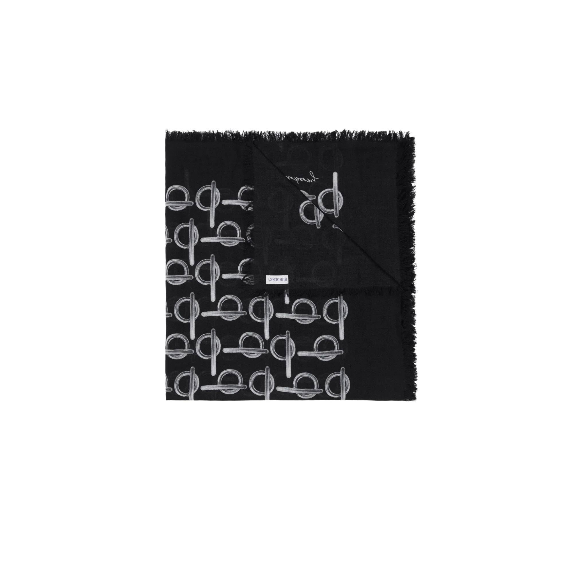 B Wool Scarf - Silver - Image 5