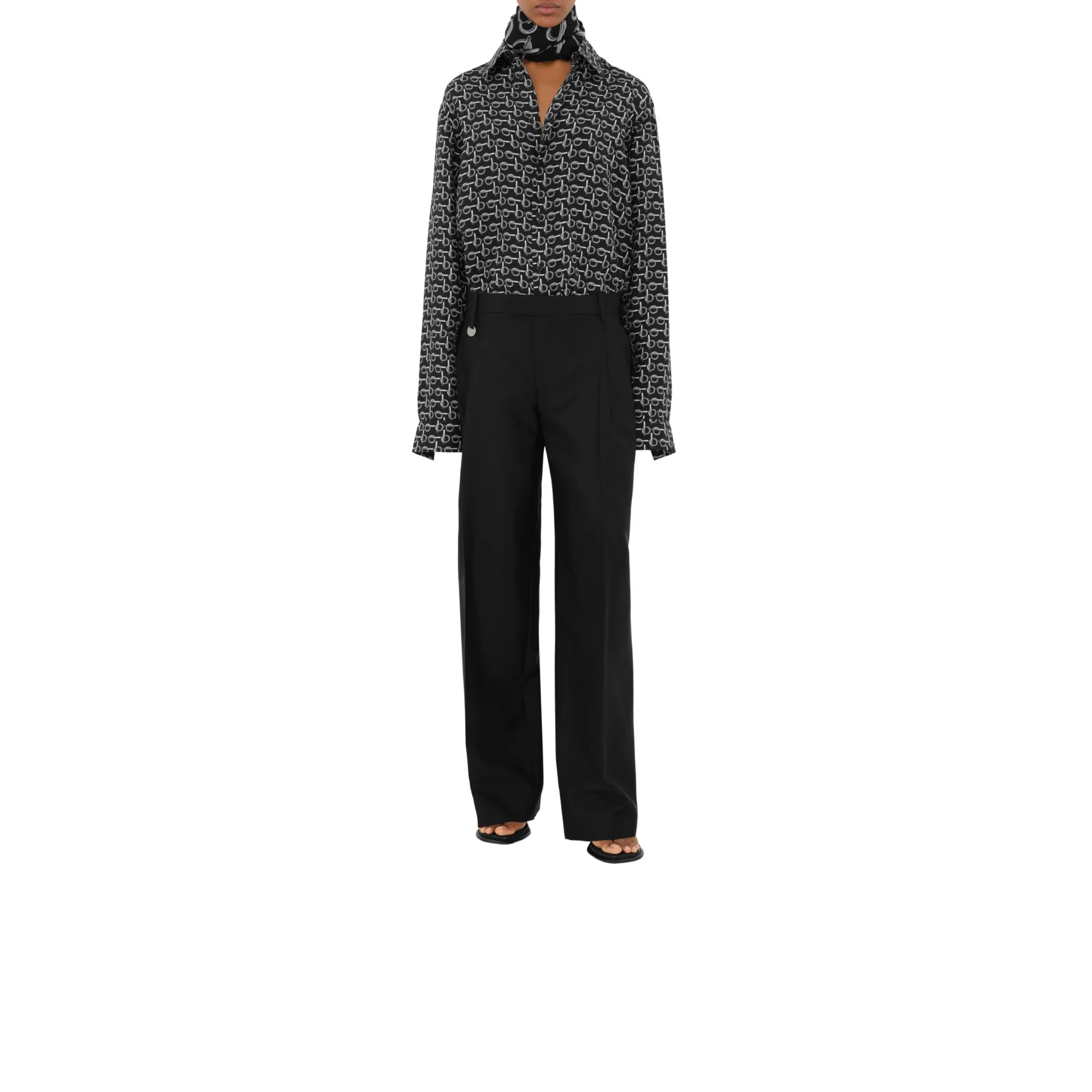B Wool Scarf - Silver - Image 6
