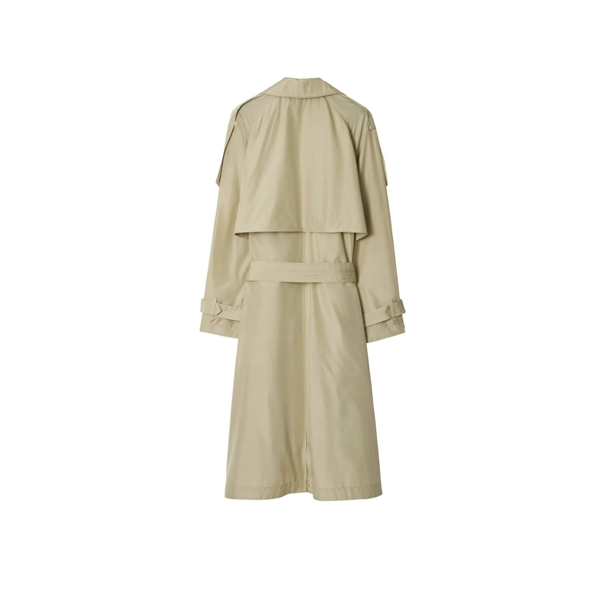 Long Silk Trench Coat - Beige - Image 5