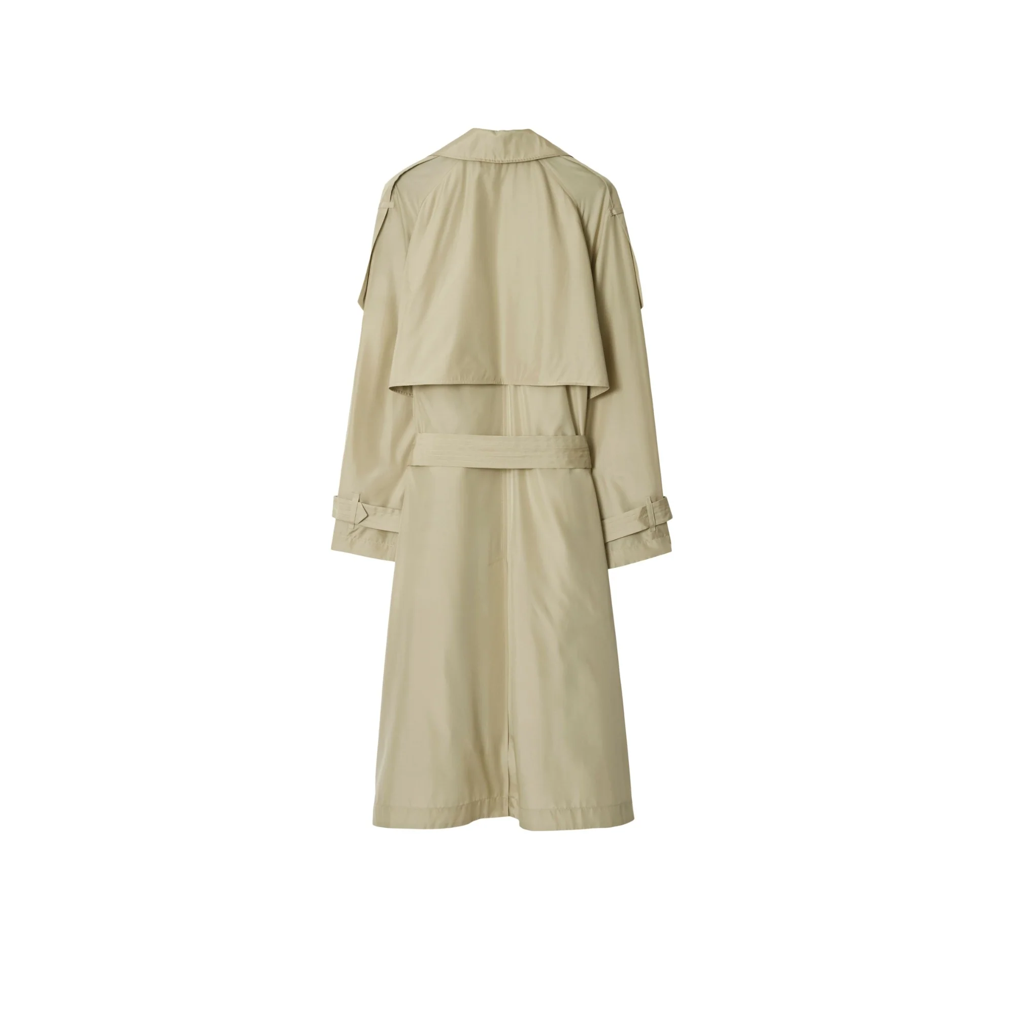 Long Silk Trench Coat - Beige - Image 5