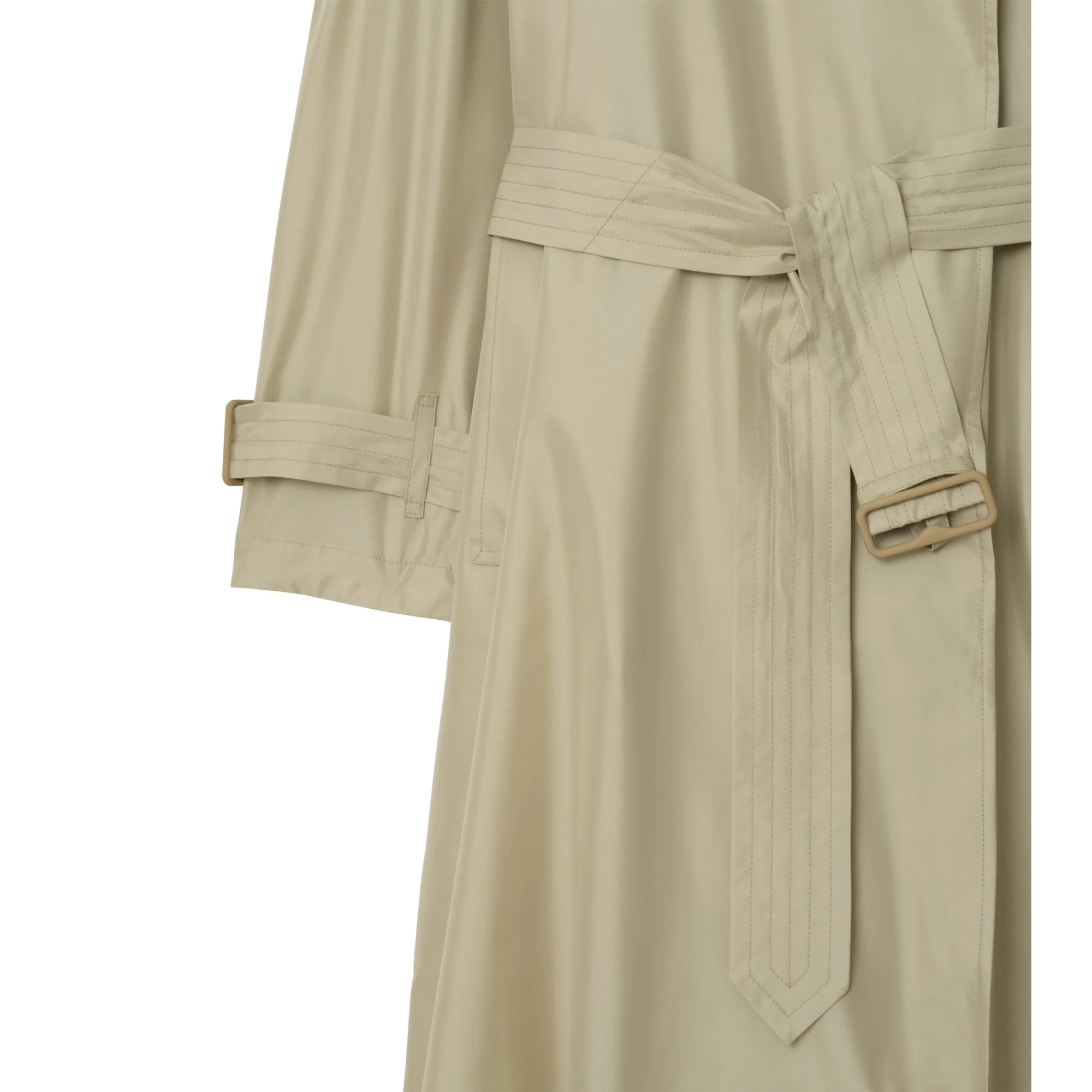 Long Silk Trench Coat - Beige - Image 6