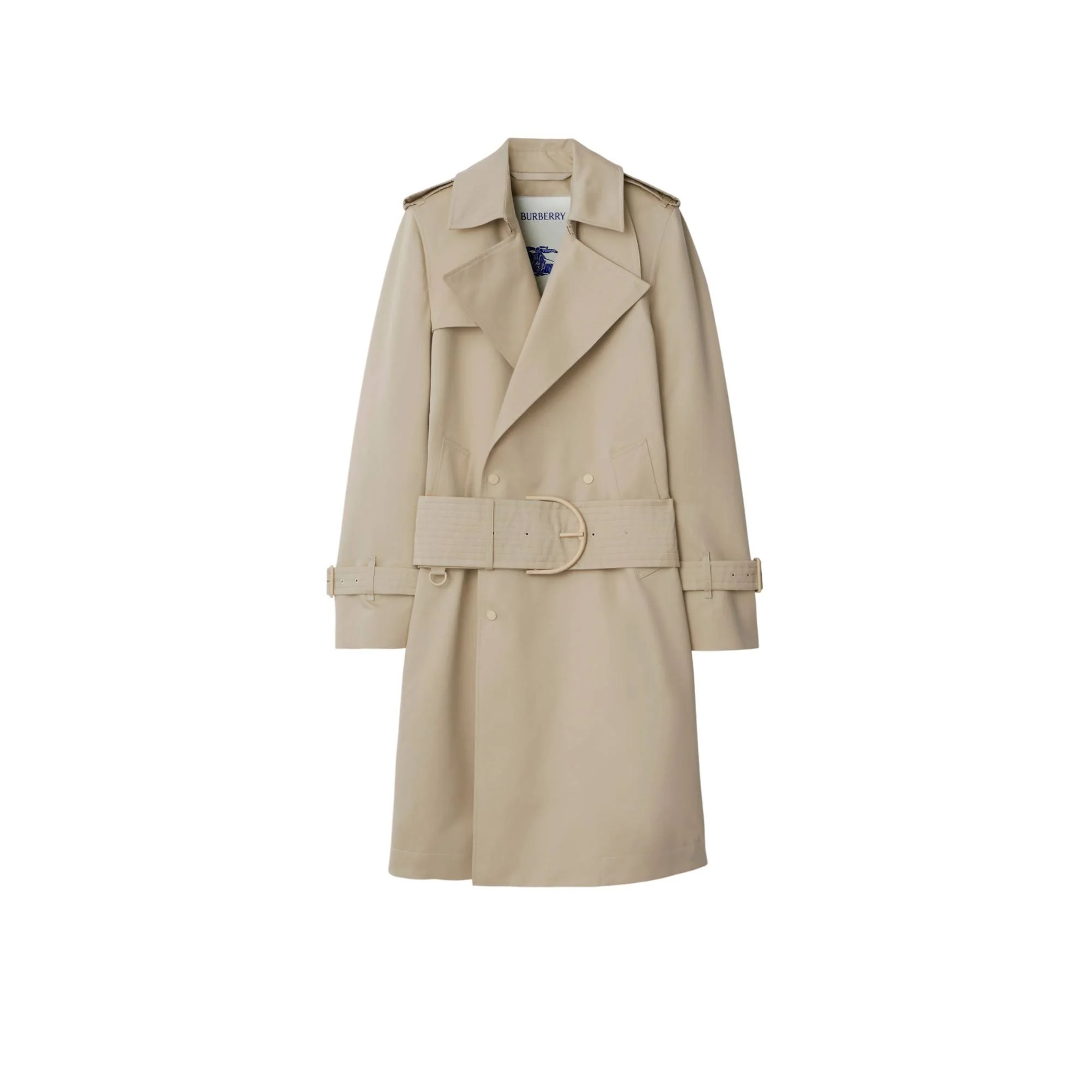 Mid-length Cotton Silk Trench Coat - Oat