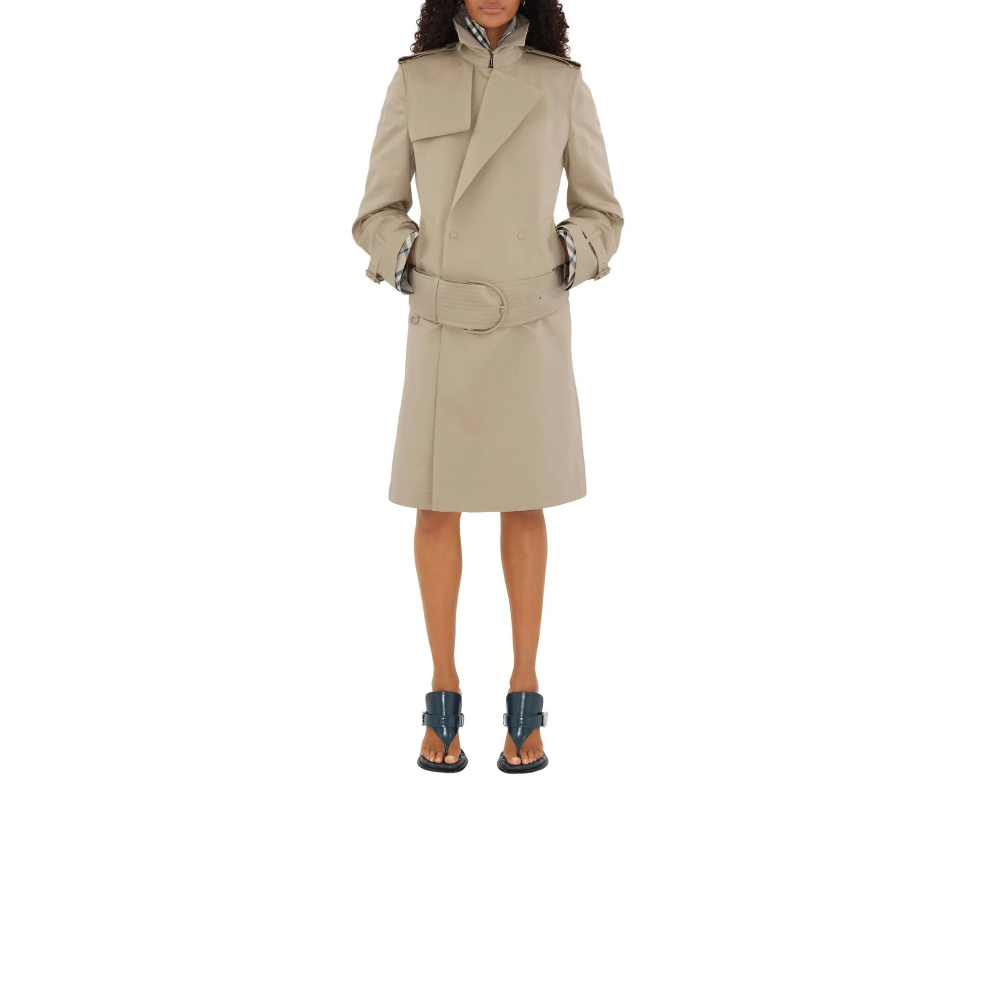 Mid-length Cotton Silk Trench Coat - Oat - Image 2